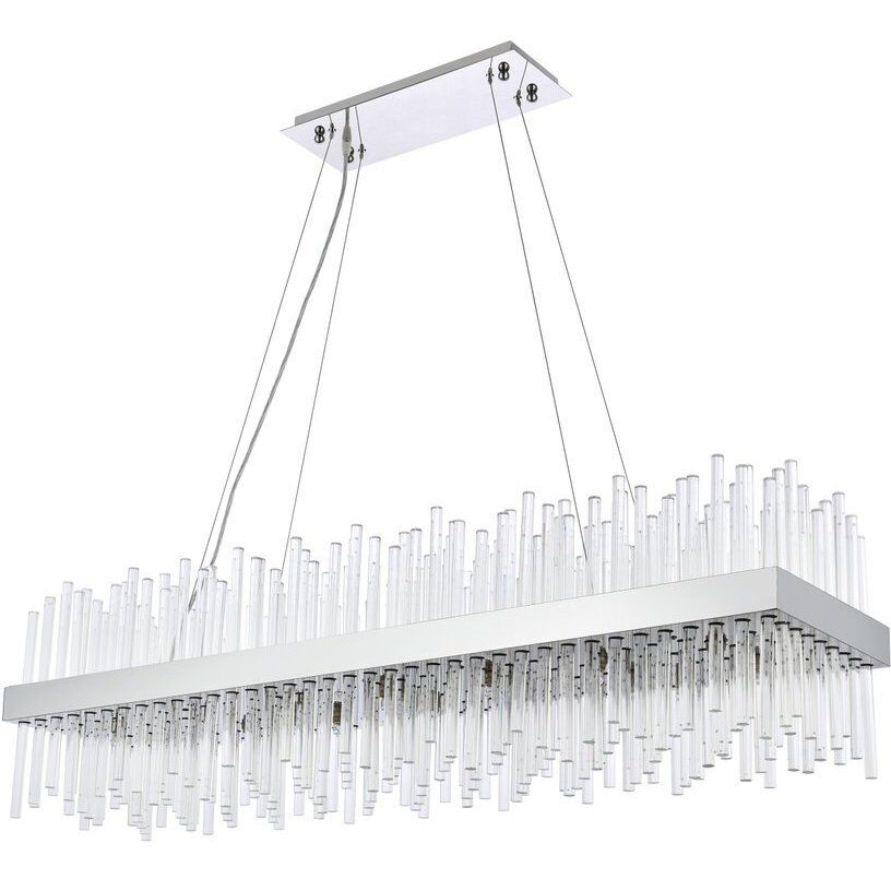 Dallas 28 Light 48 inch Chrome Linear Chandelier Ceiling Light