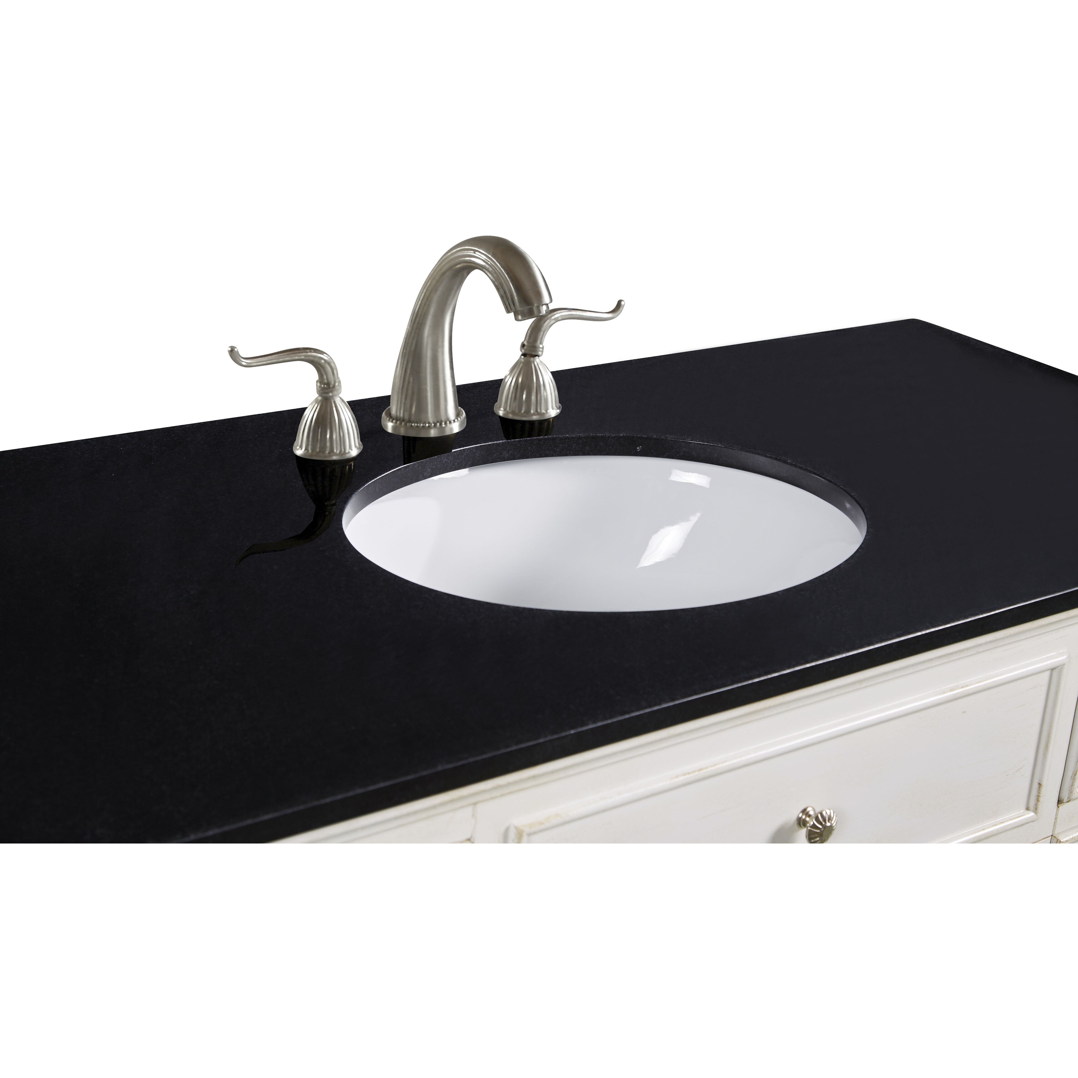 Otto 48 X 35 inch Antique White with Black Granite Vanity Set 