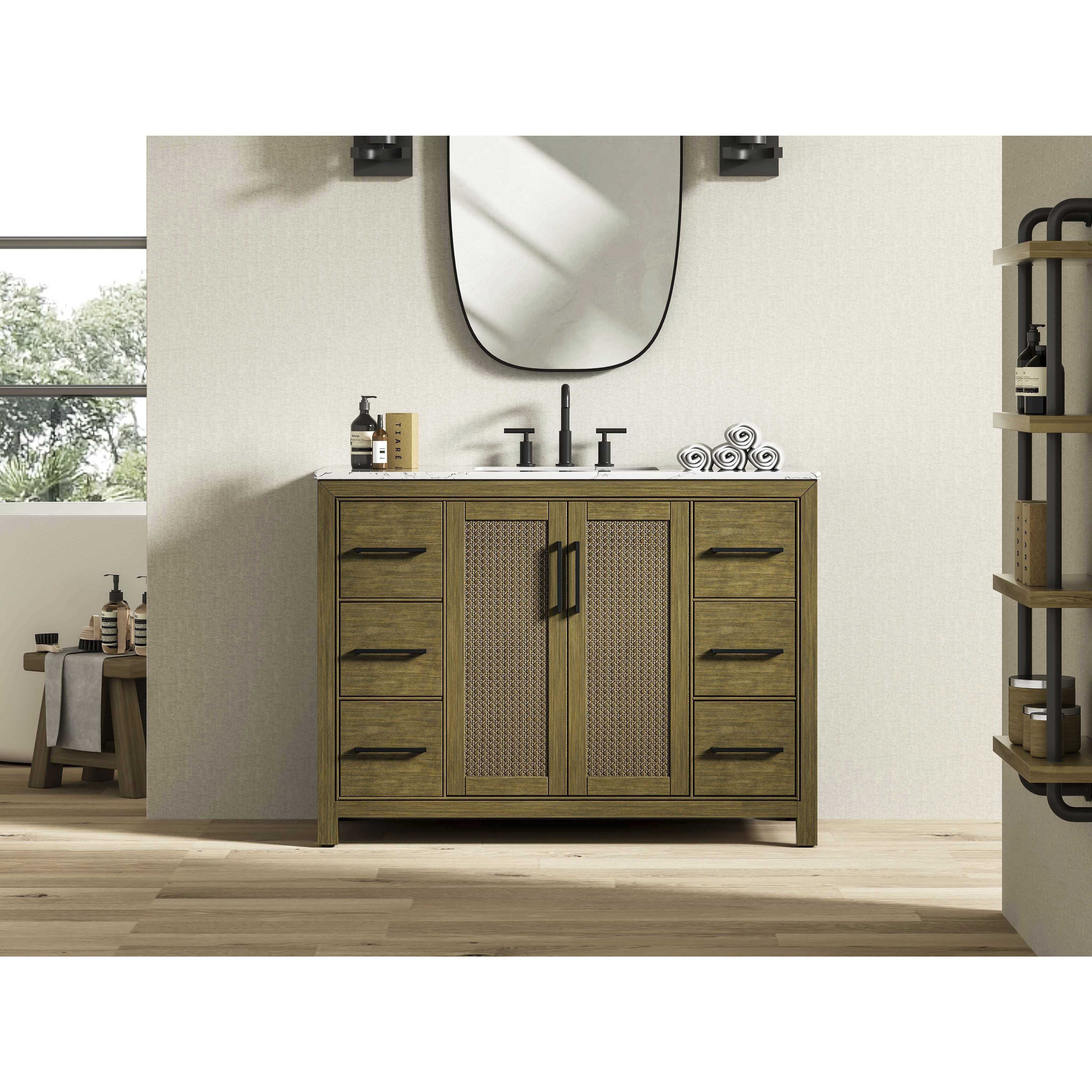 Alina 48 X 34 inch Hazel Oak Bathroom Vanity Cabinet