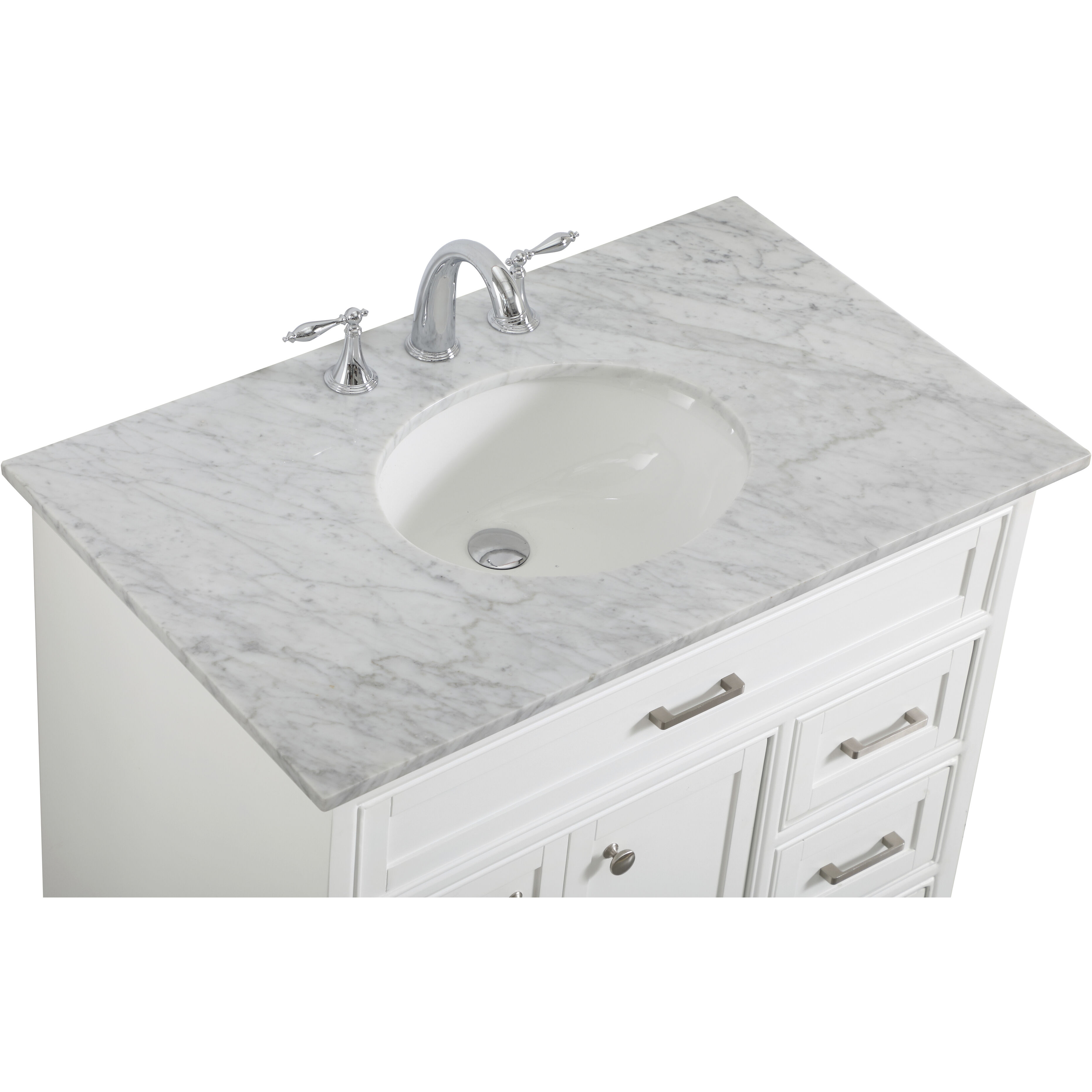Americana 36 X 35 inch White with Carrara White Marble Vanity Set