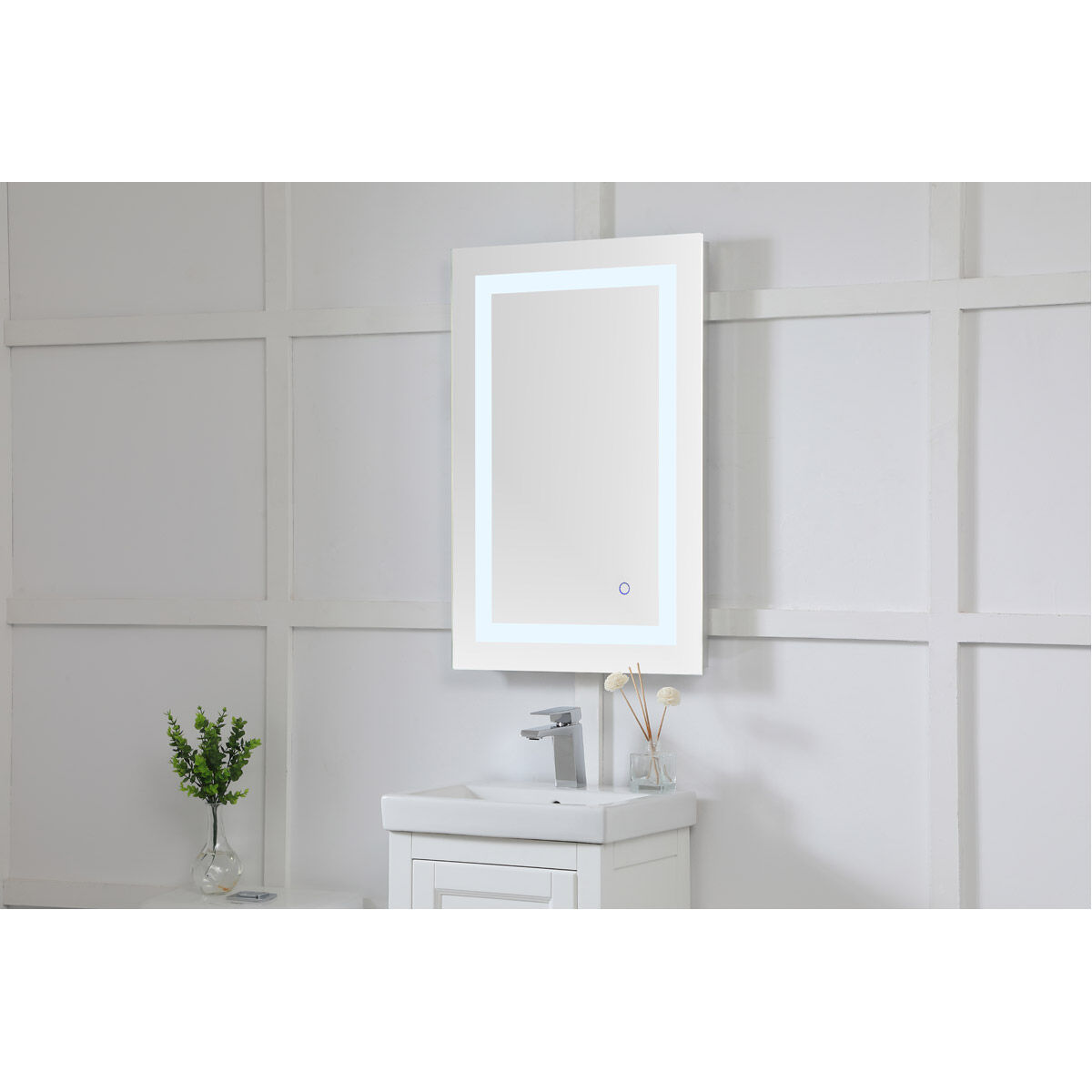 Helios 30 X 20 inch Silver Lighted Wall Mirror