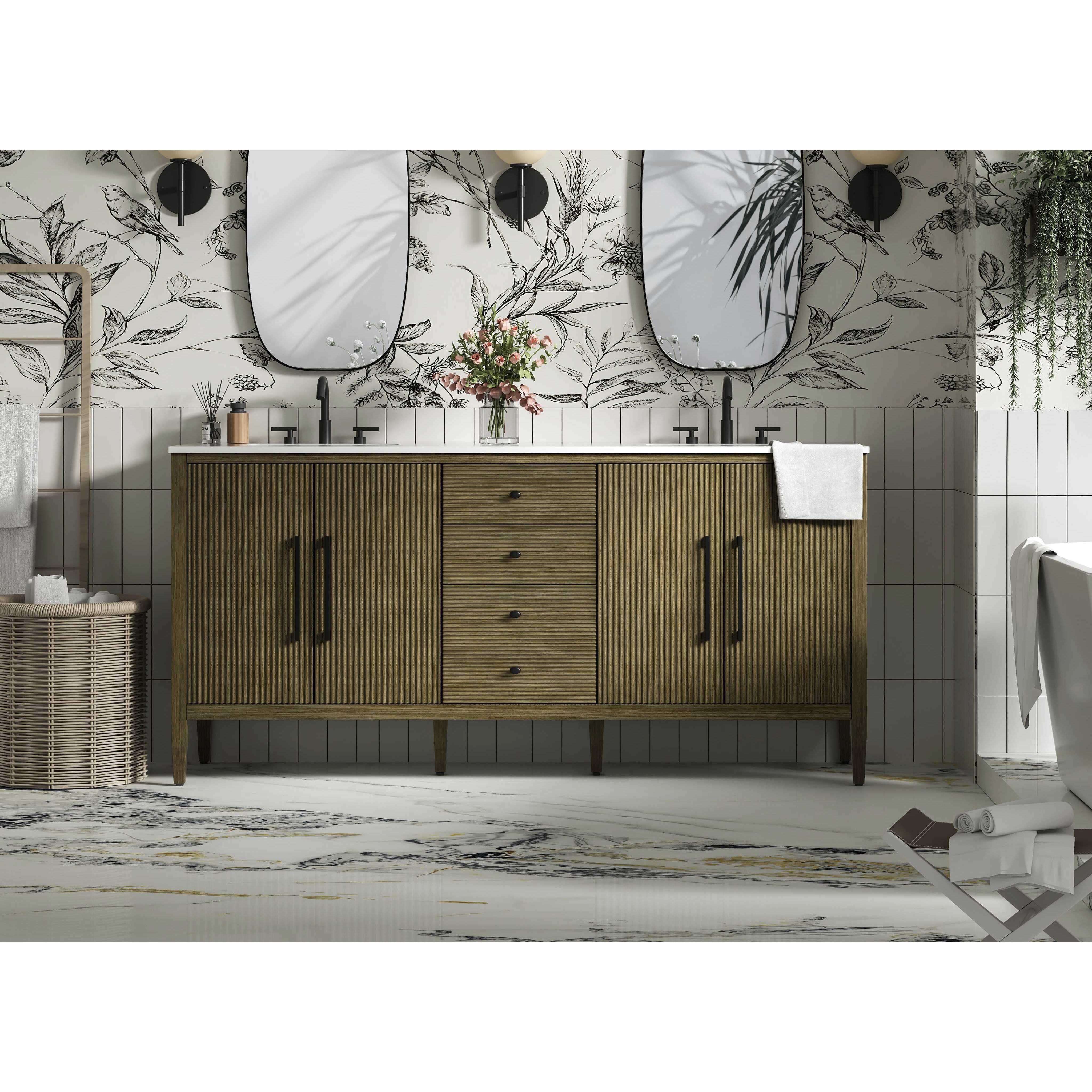 Blakely 72 X 34 inch Hazel Oak Bathroom Vanity Cabinet