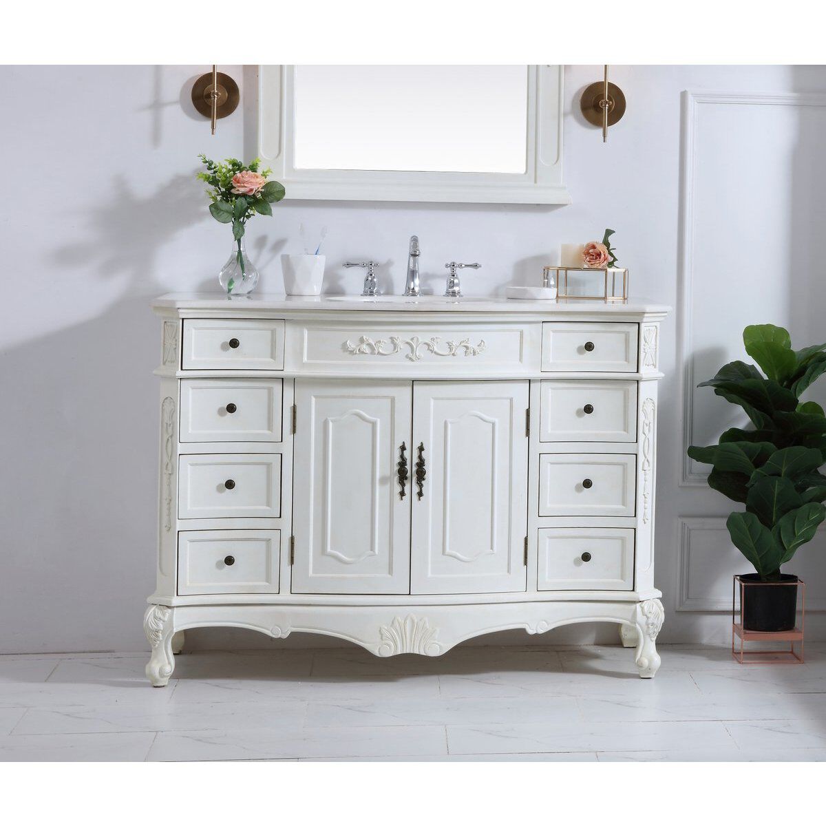 Danville 48 X 21 X 36 inch Antique White Vanity Sink Set