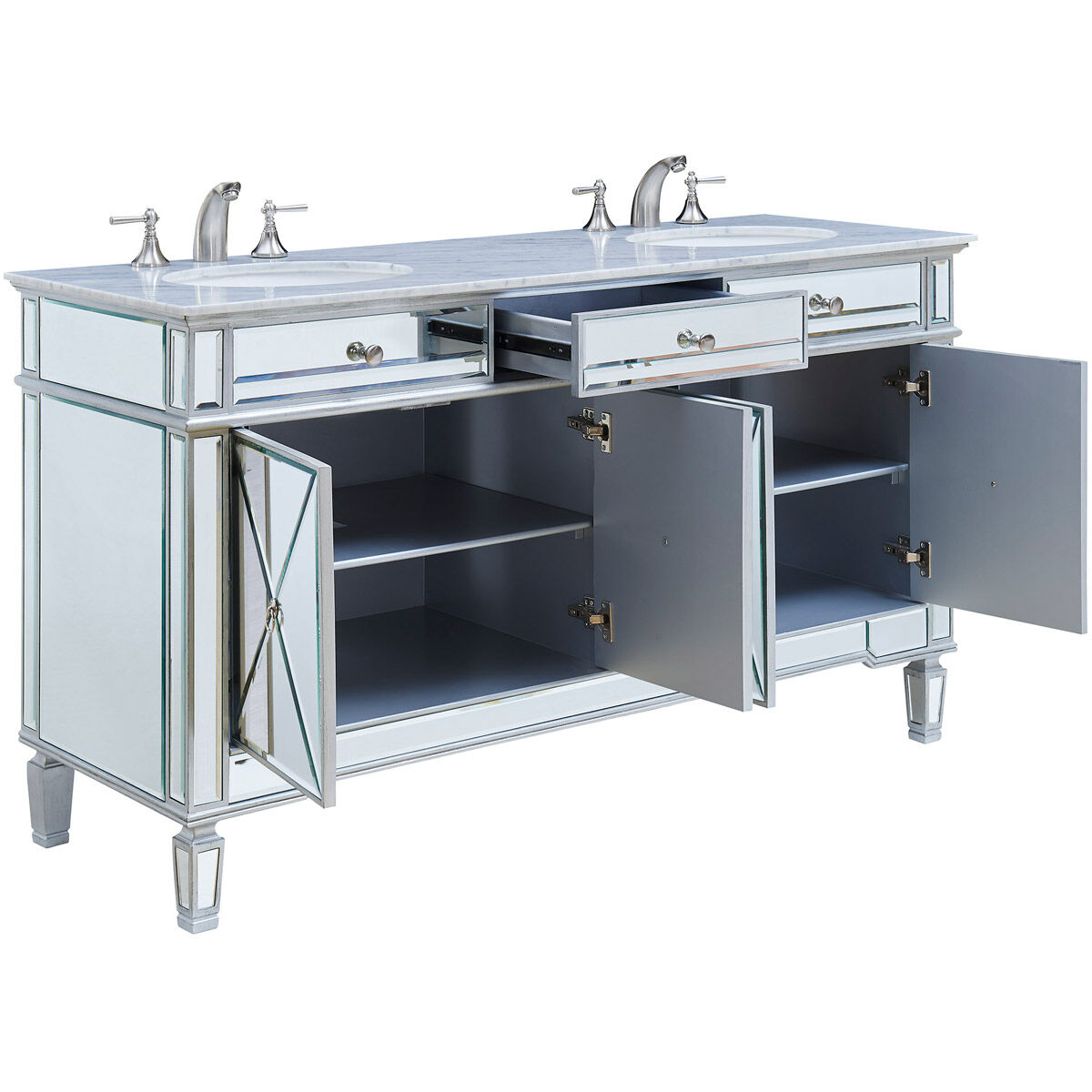 Camille 60 X 35 inch Clear Beveled Mirror Vanity Set