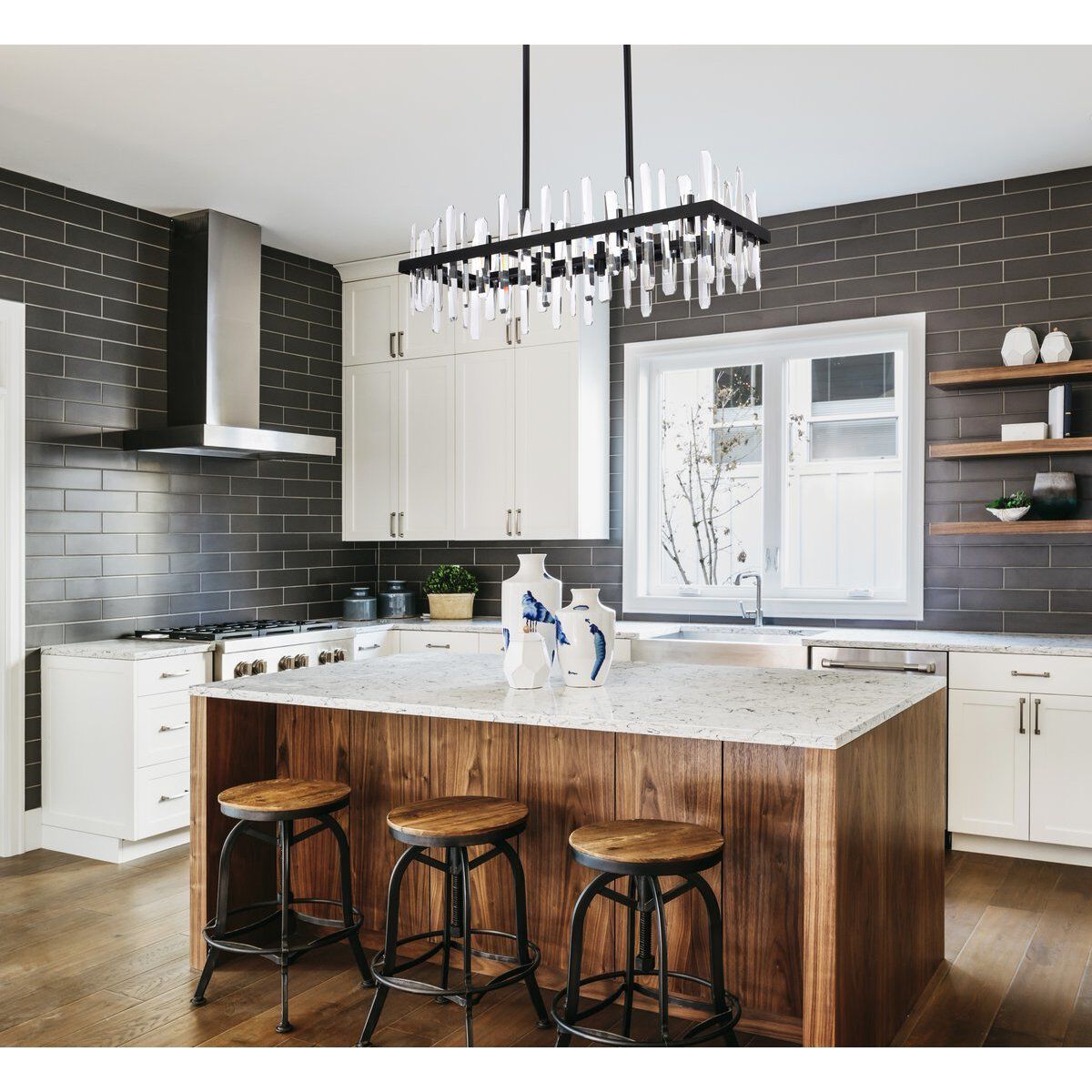 Serena 20 Light 36 inch Black Linear Chandelier Ceiling Light