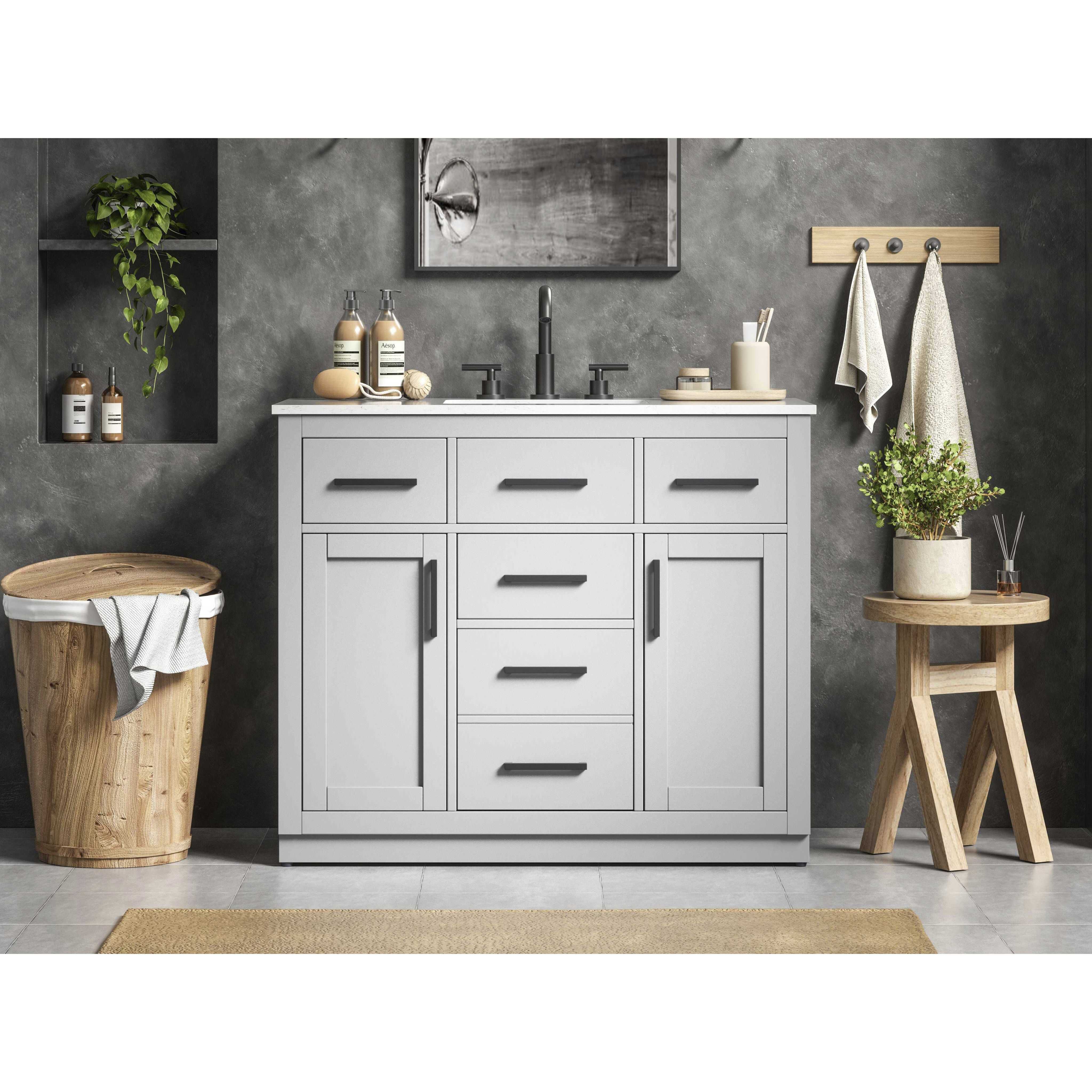 Alden 42 X 35 inch Grey Bathroom Vanity Cabinet