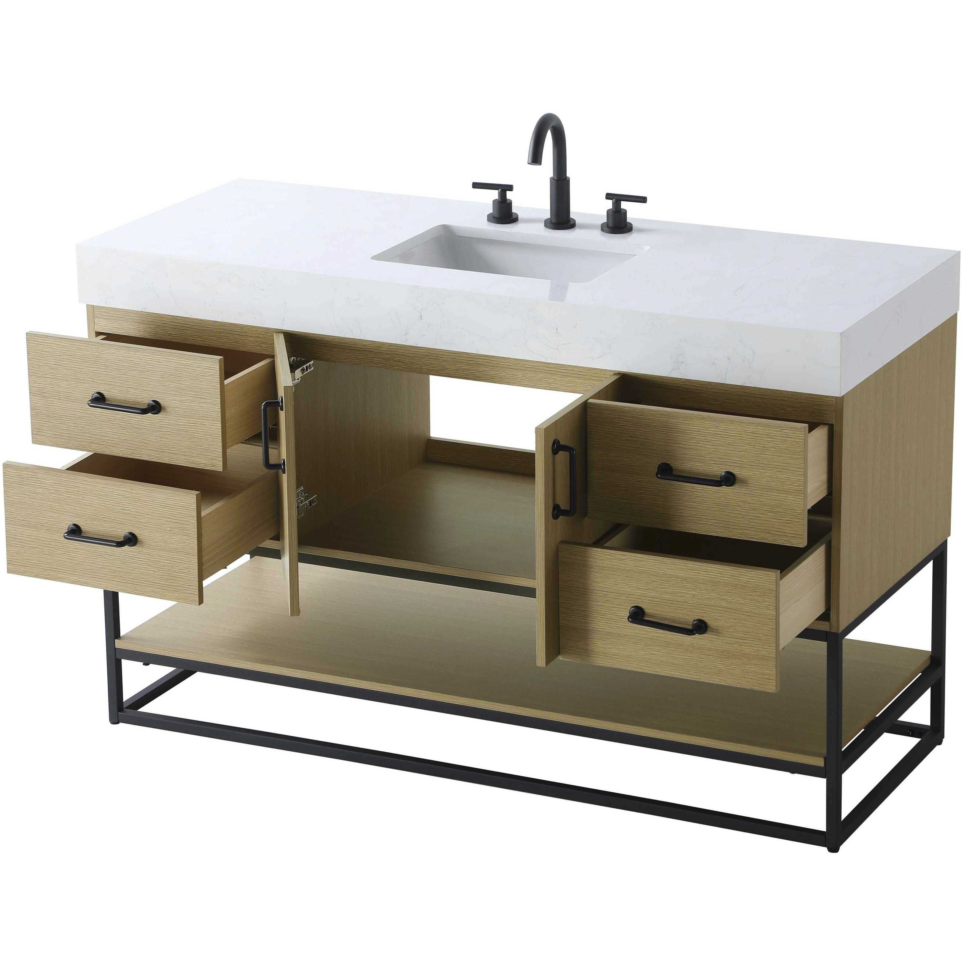 Caroline 54 X 34 inch Honey Brown Bathroom Vanity Cabinet