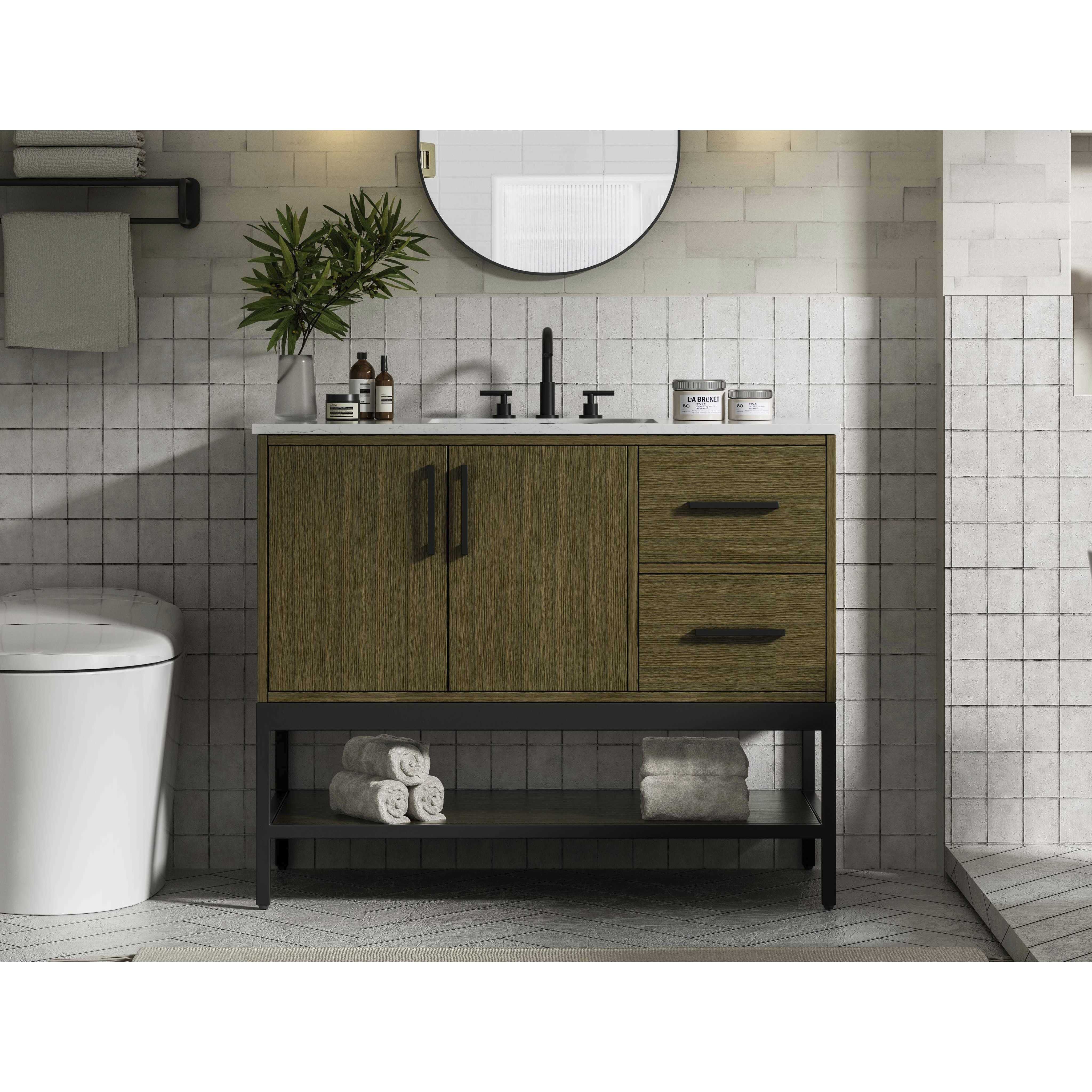 Lennox 42 X 34 inch Chestnut Brown Bathroom Vanity Cabinet