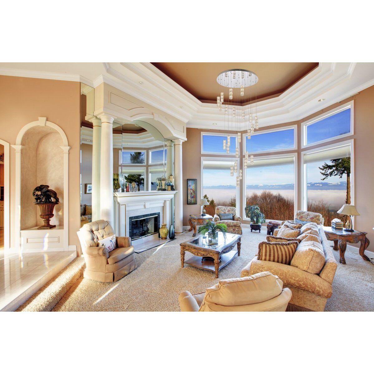 Polaris 25 Light 42 inch Chrome Chandelier Ceiling Light