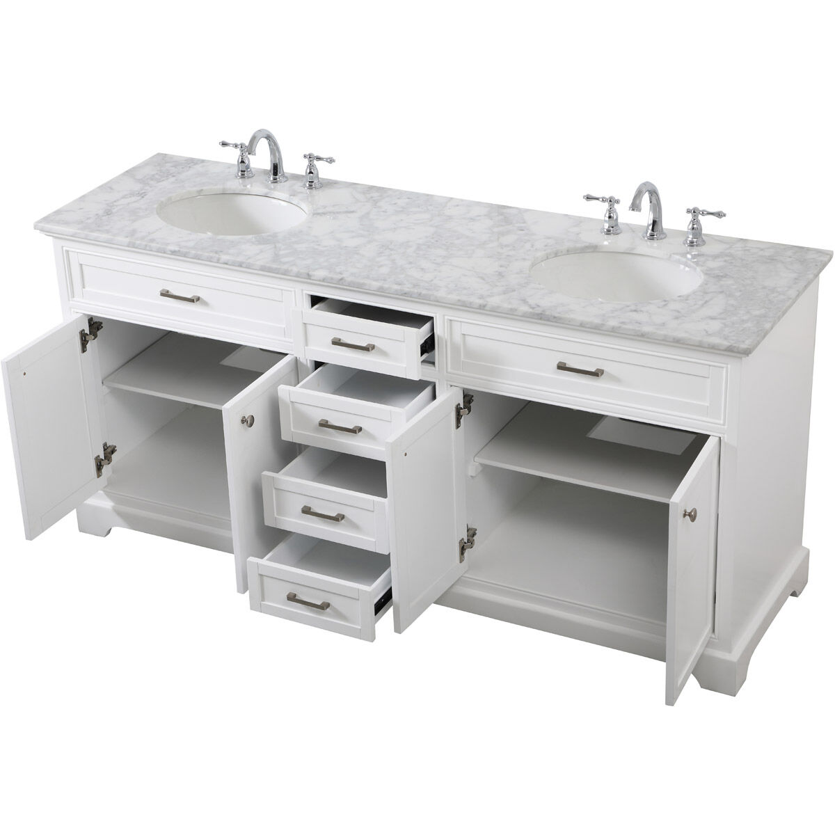 Americana 72 X 22 X 35 inch White Vanity Sink Set