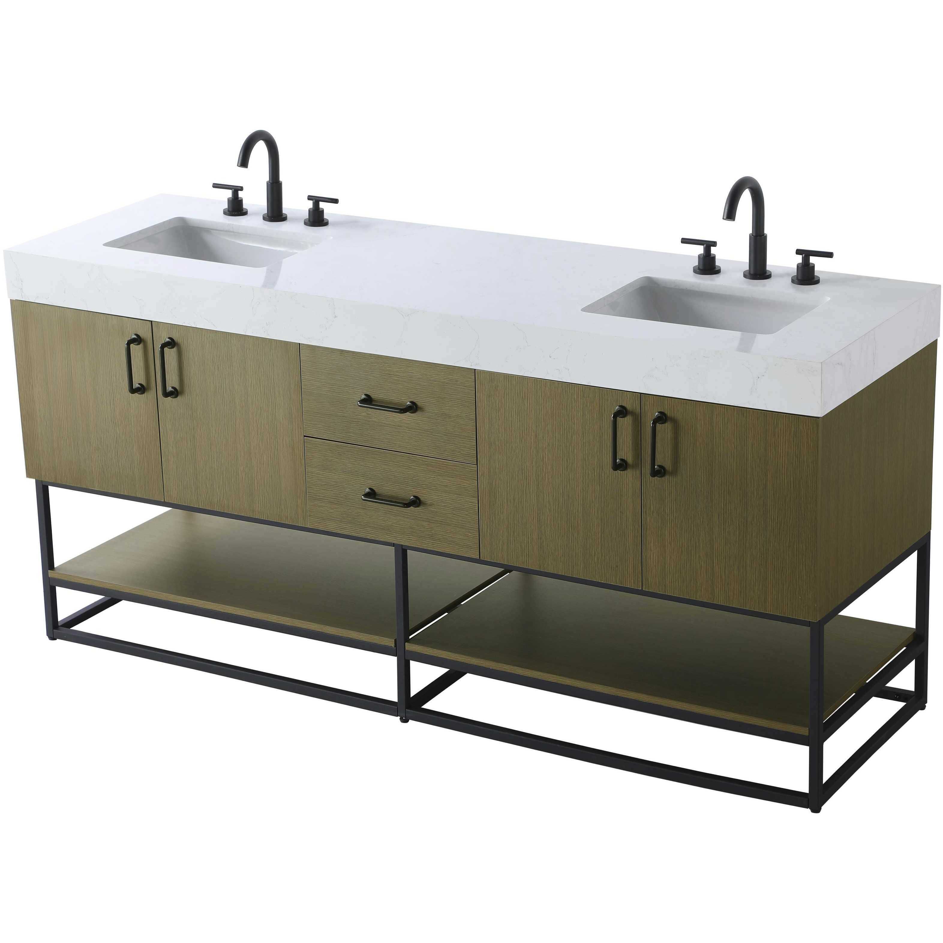 Caroline 72 X 34 inch Chestnut Brown Bathroom Vanity Cabinet