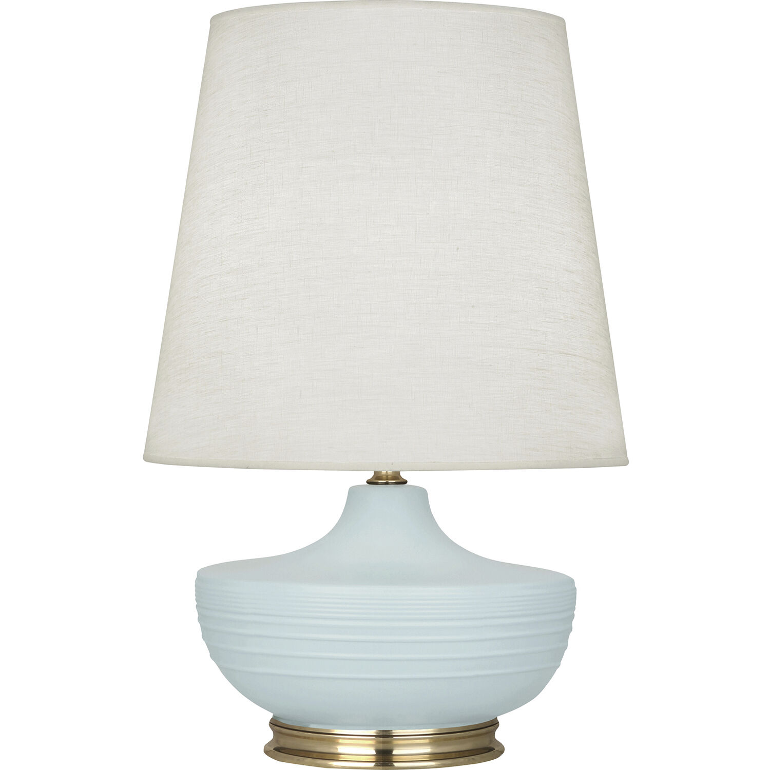 Michael Berman Nolan 27.5 inch 150.00 watt Matte Sky Blue Table Lamp Portable Light in Modern Brass
