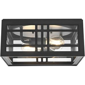 Harley 2 Light 11 inch Black Outdoor Flush Mount