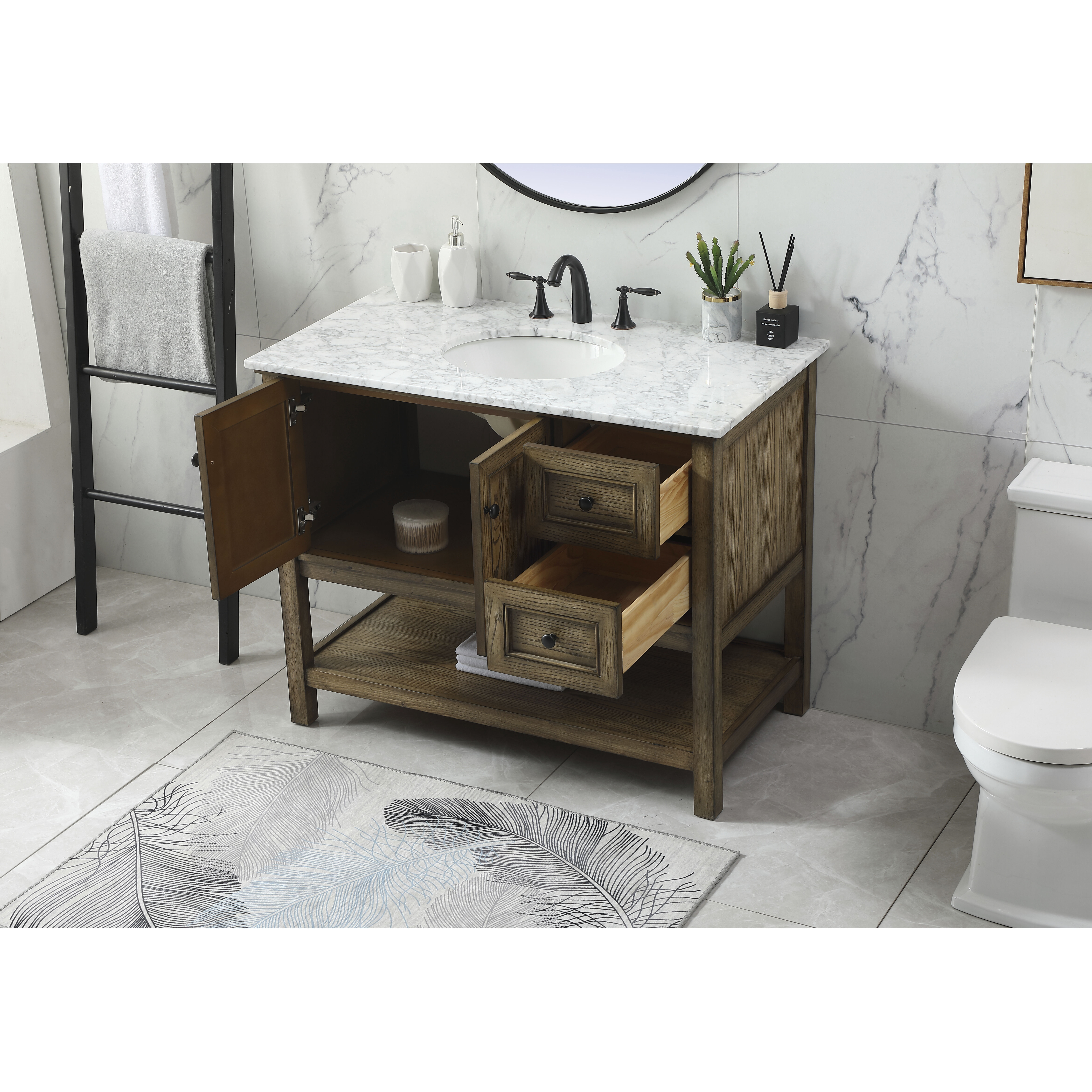 Metropolis 42 X 22 X 34 inch Driftwood Vanity Sink Set