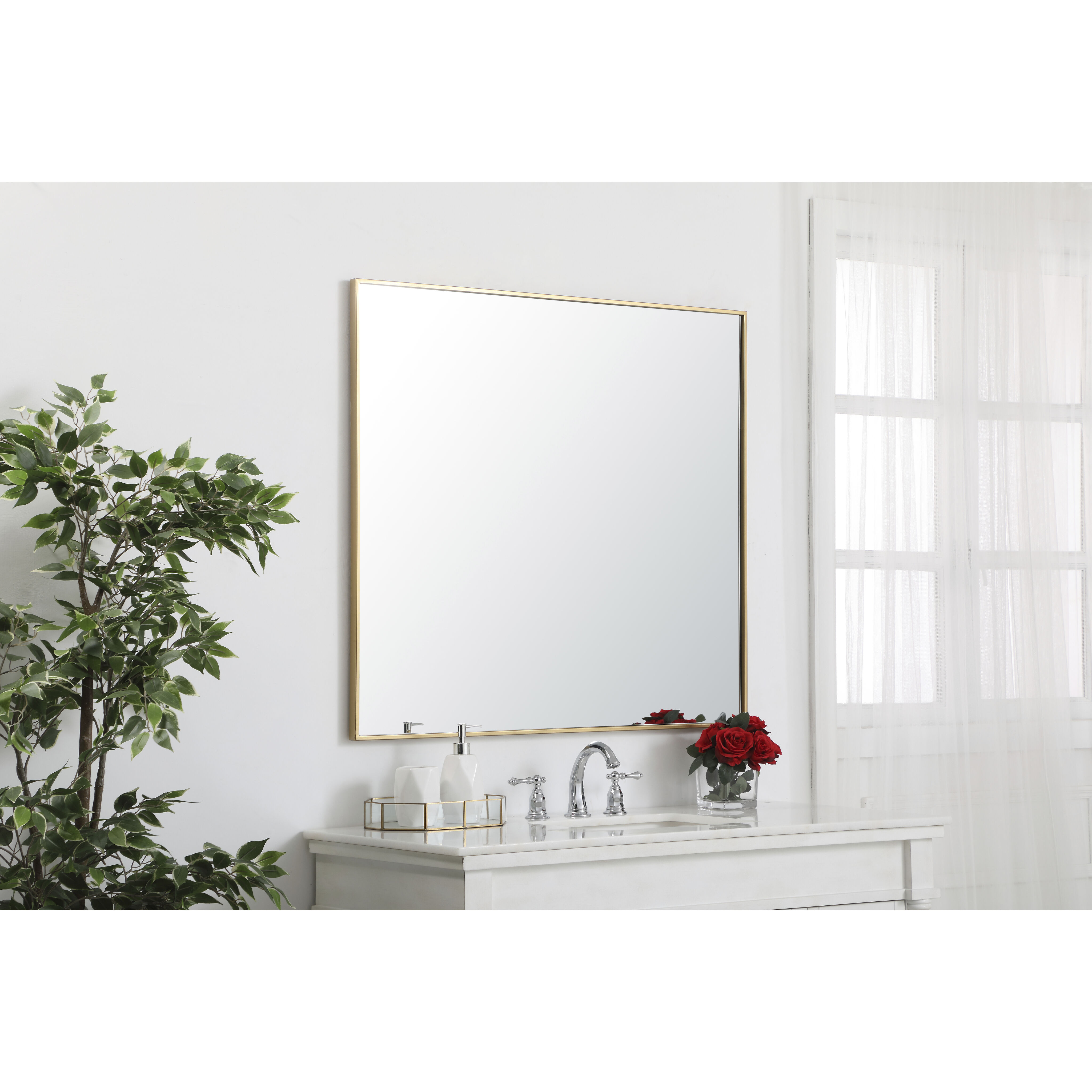 Monet 40 X 36 inch Brass Wall Mirror