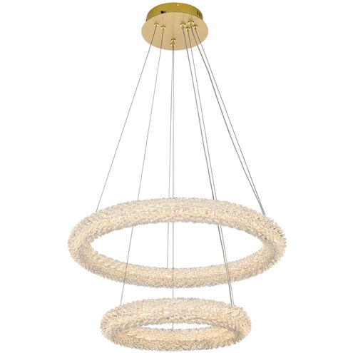 Bowen 2 Light 24 inch Satin Gold Chandelier Ceiling Light