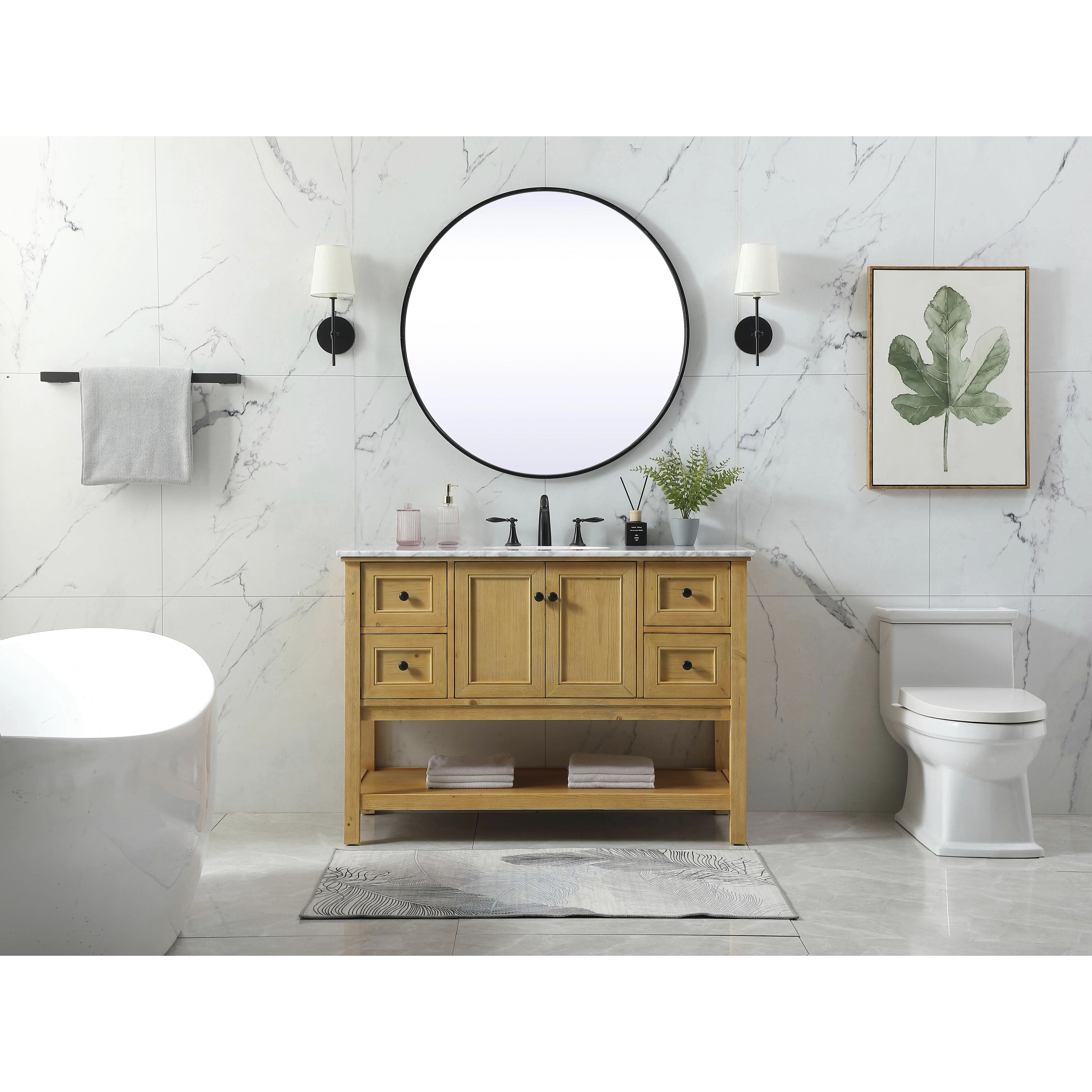 Metropolis 48 X 22 X 34 inch Natural Wood Vanity Sink Set