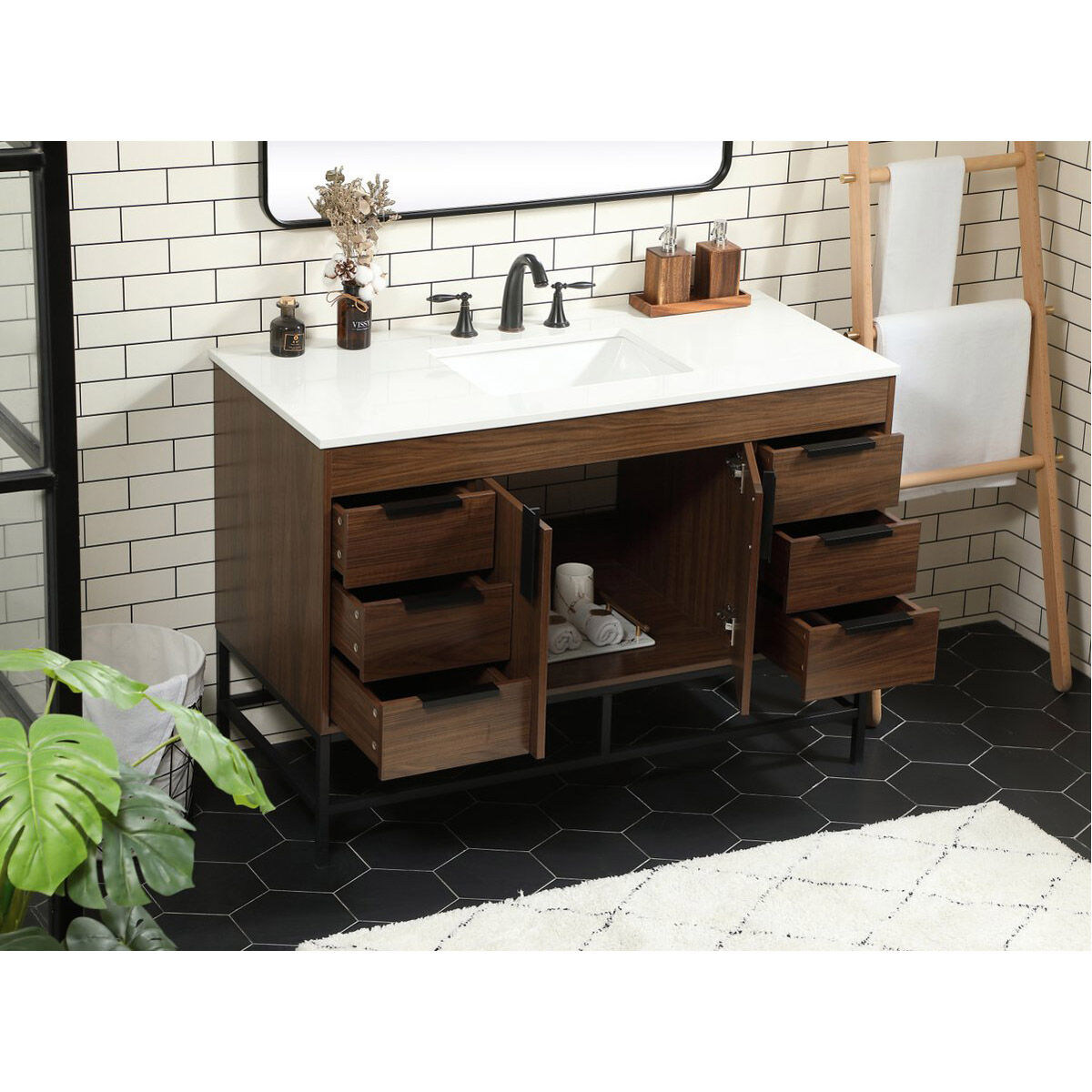 Eugene 48 X 22 X 34 inch Walnut Vanity Sink Set