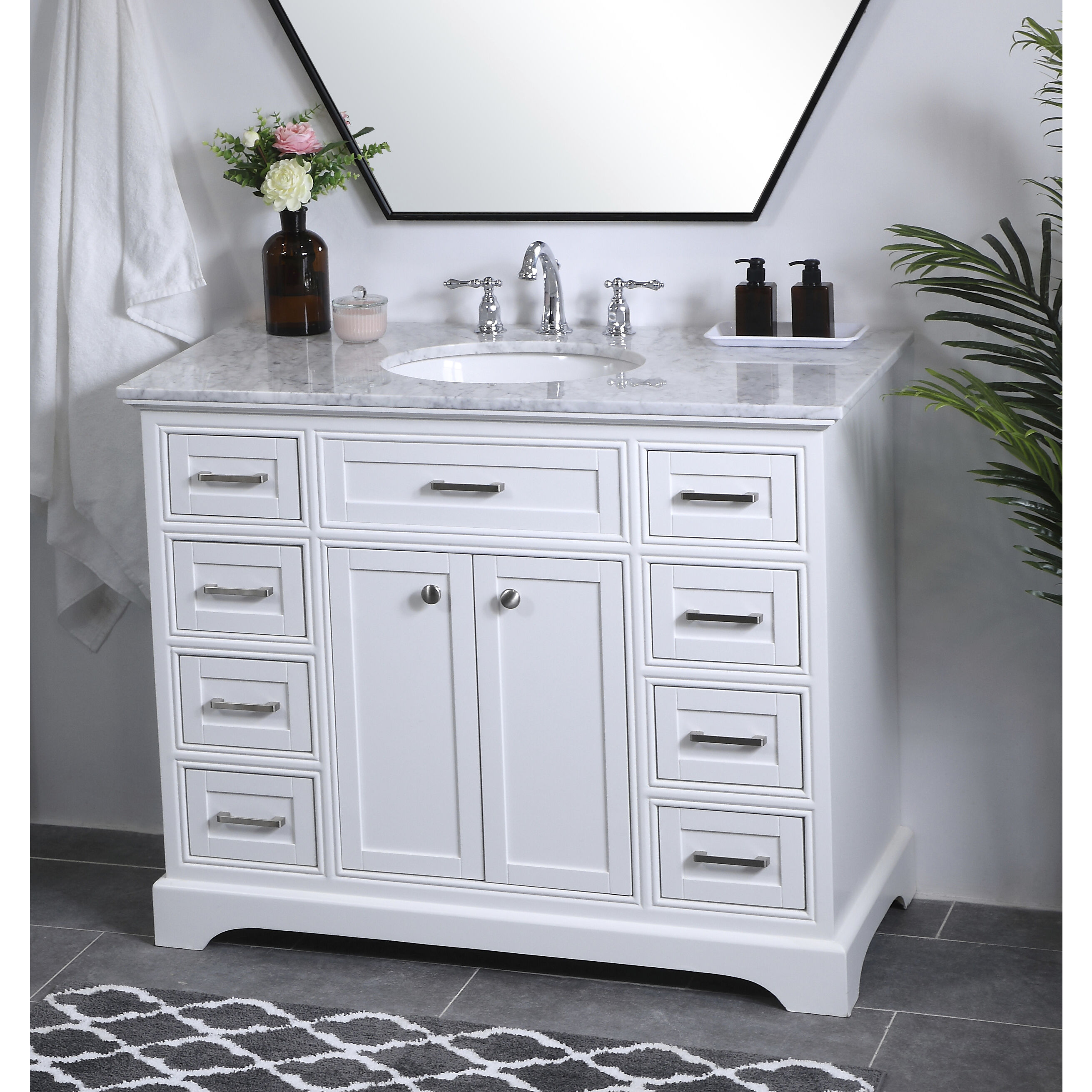 Americana 84 X 21.5 X 70 inch White Vanity Sink Set