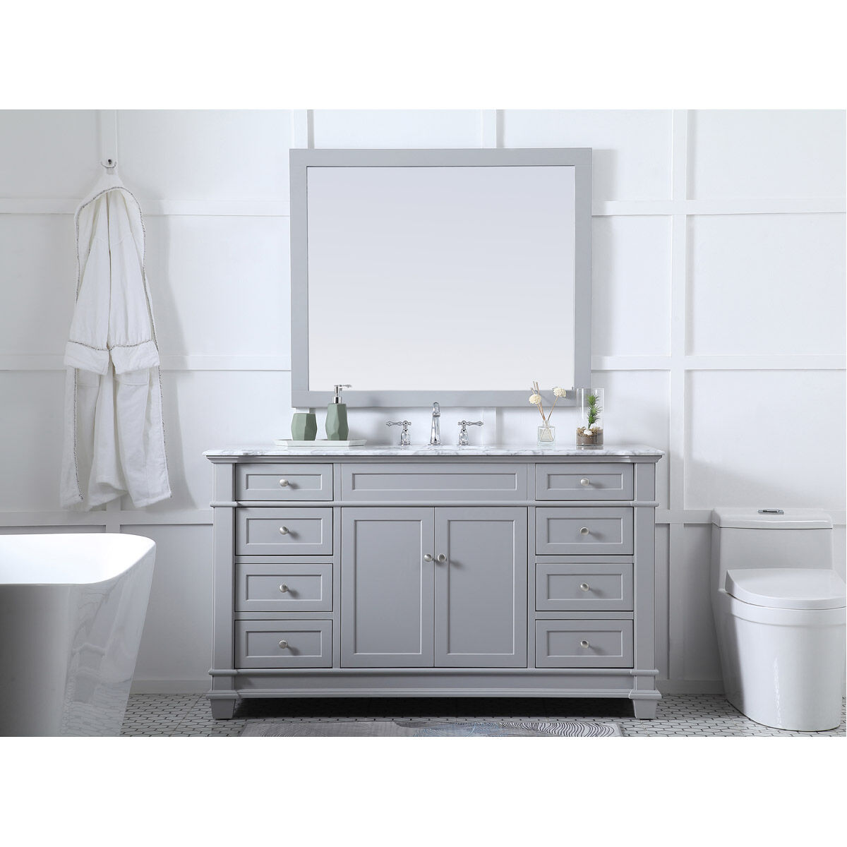 Wesley 60 X 21.5 X 35 inch Grey Vanity Sink Set in Gray