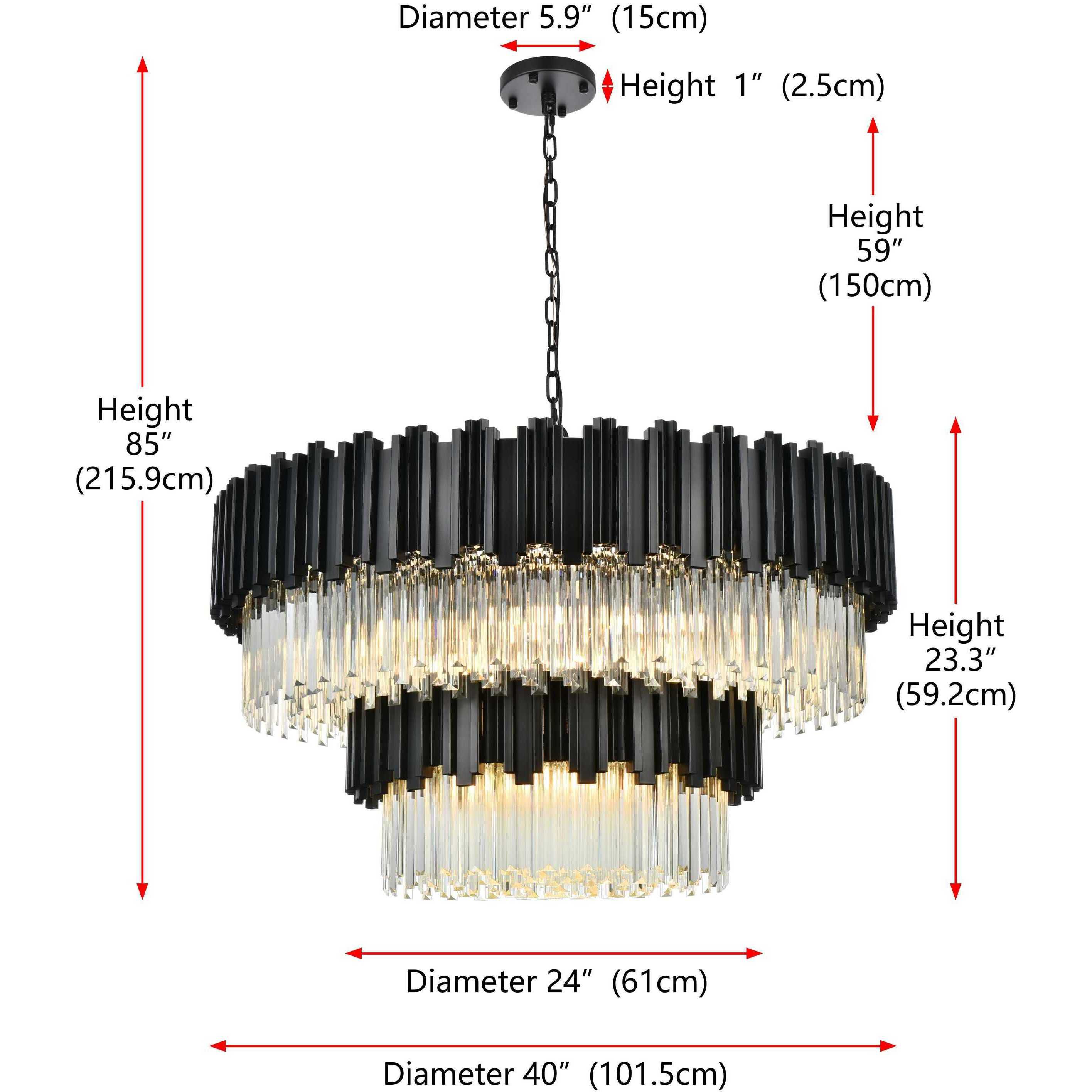 Willow 16 Light 40 inch Black Chandelier Ceiling Light