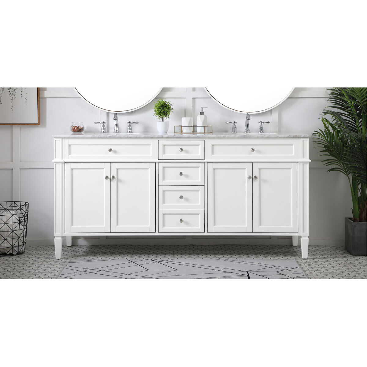 Park Avenue 72 X 21.5 X 35 inch White Vanity Sink Set