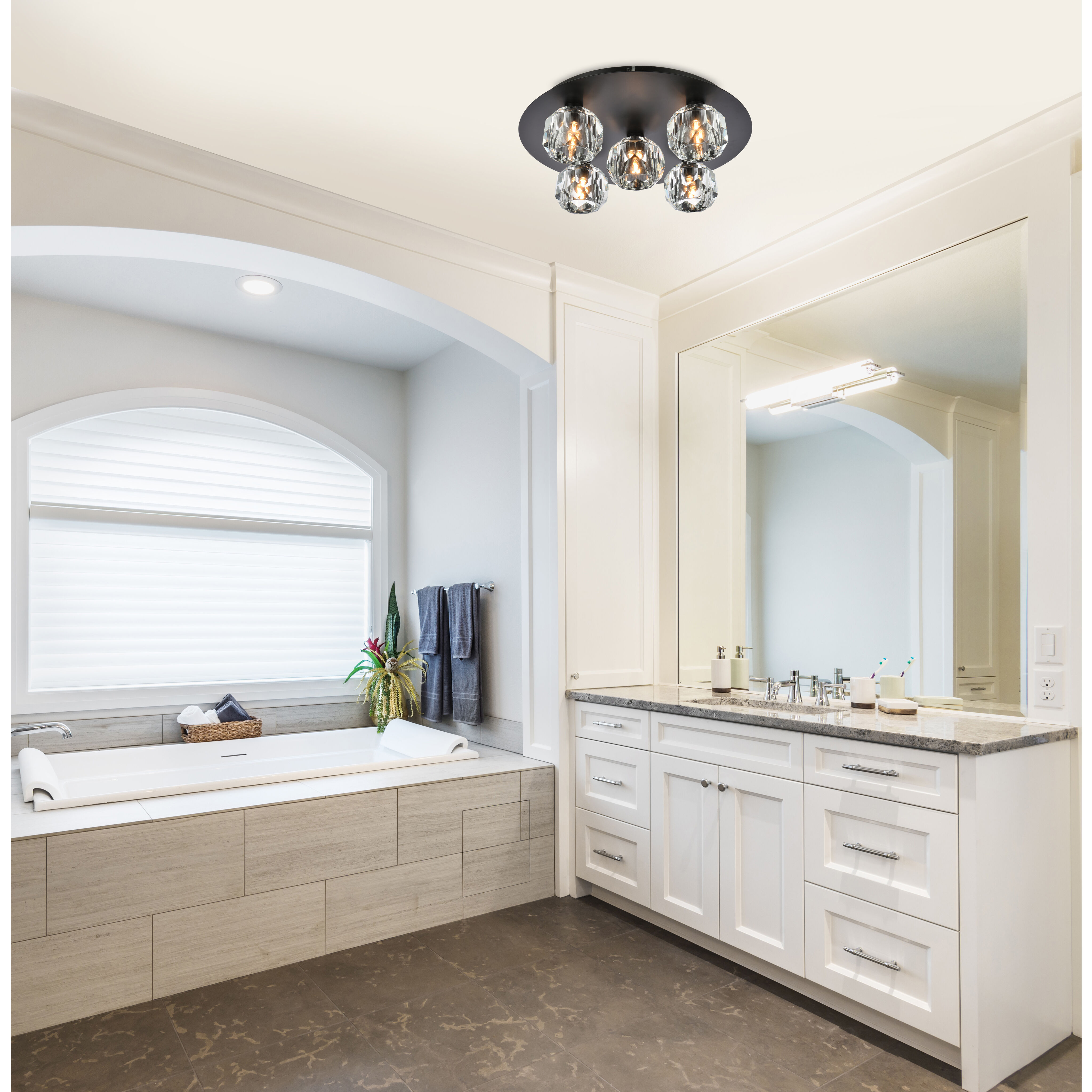 Graham 5 Light 16 inch Black Flush Mount Ceiling Light