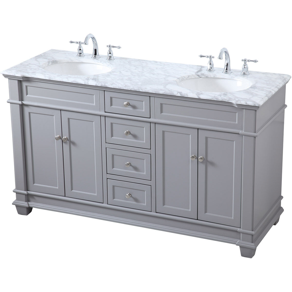 Wesley 60 X 21.5 X 35 inch Grey Vanity Sink Set in Gray
