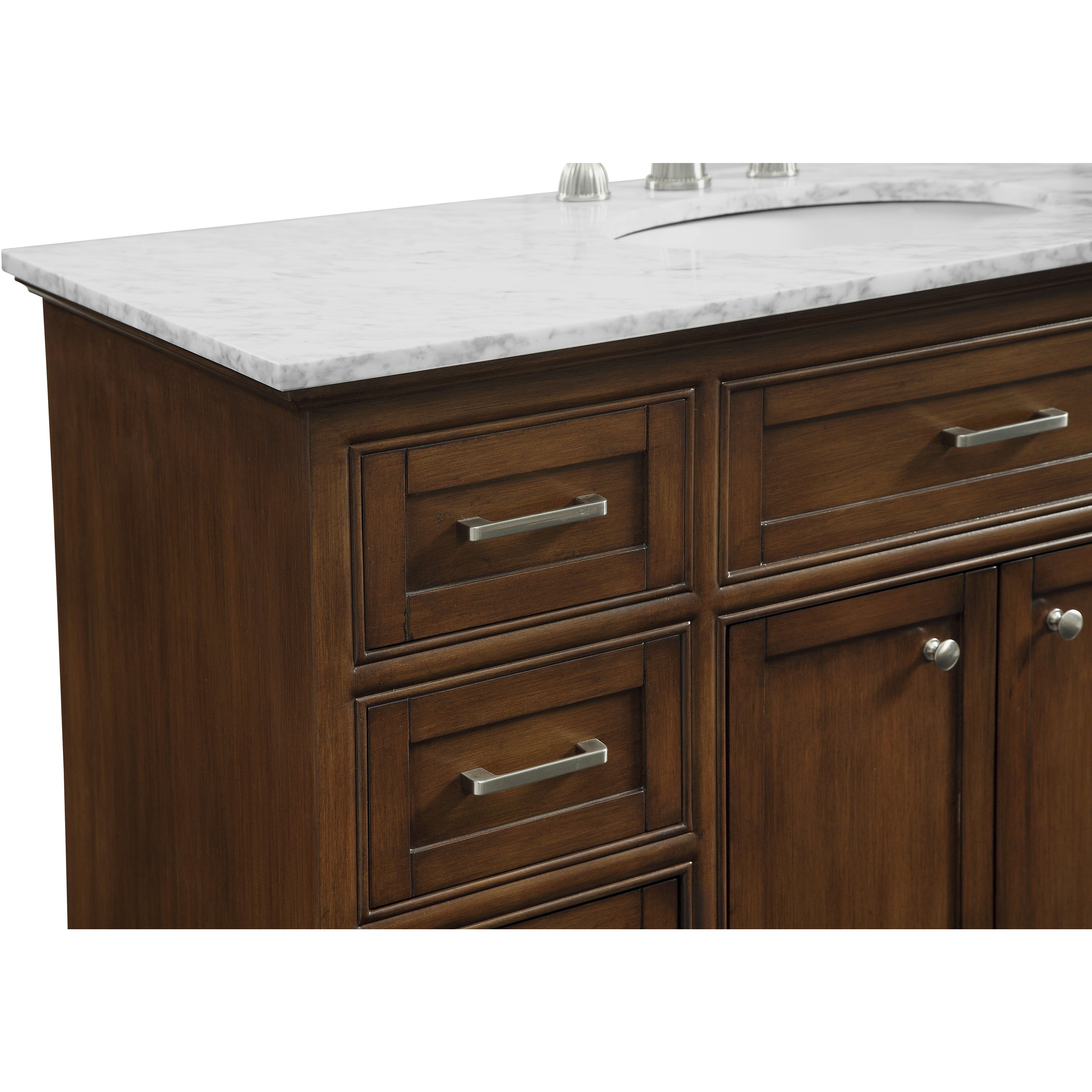 Americana 48 X 35 inch Teak with Carrara White Marble Vanity Set