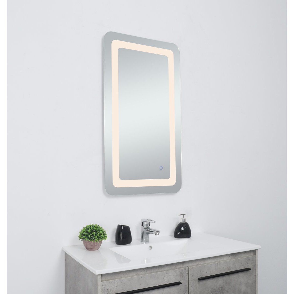 Genesis 36 X 24 inch Glossy White LED Mirror