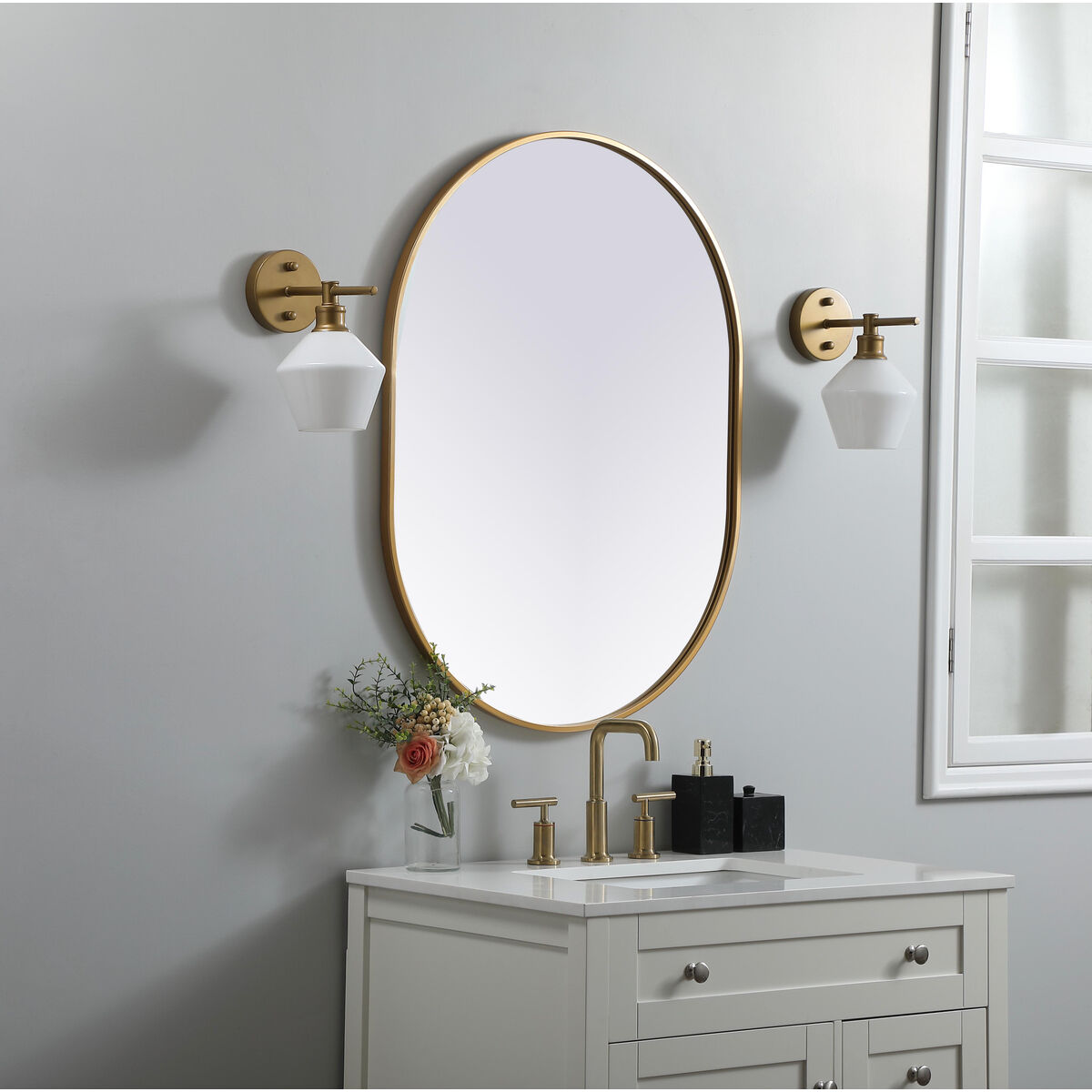 Asha 36 X 27 inch Brass Mirror in 27 x 36