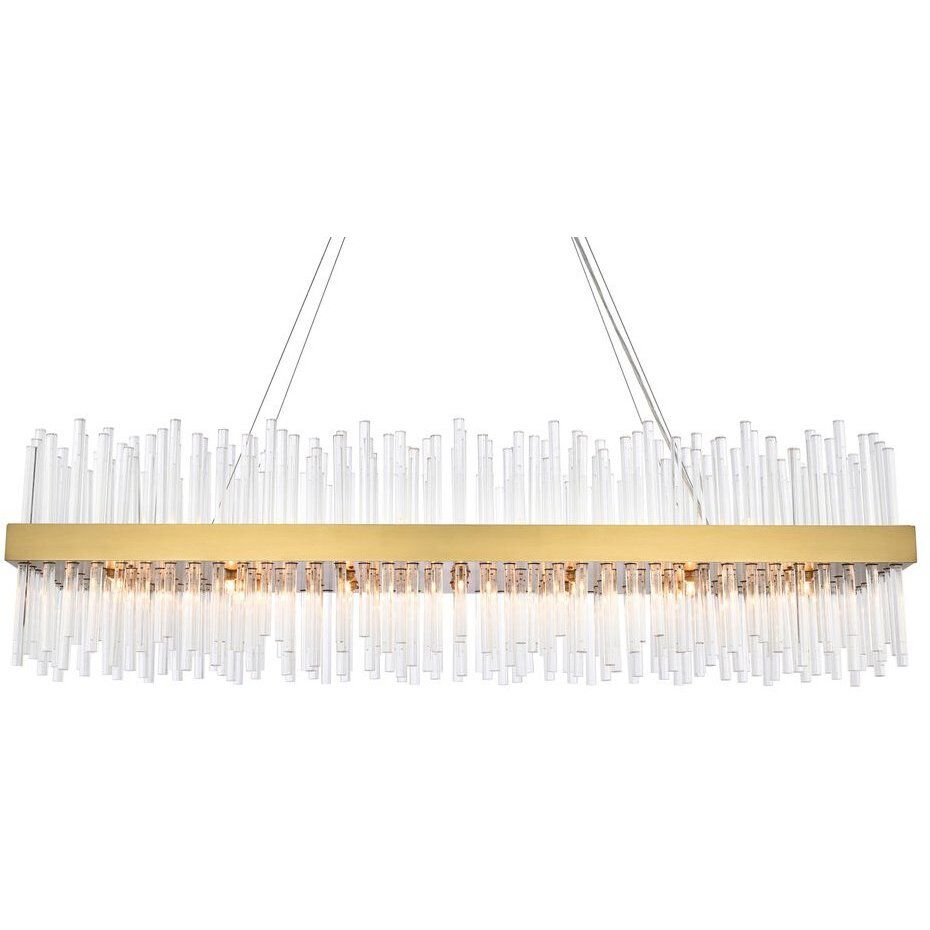 Dallas 28 Light 48 inch Satin Gold Linear Chandelier Ceiling Light