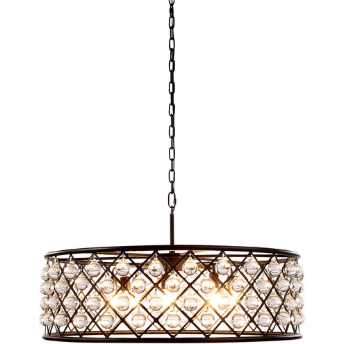 Madison 8 Light 32 inch Matte Black Pendant Ceiling Light in Clear, Smooth Royal Cut, Urban Classic