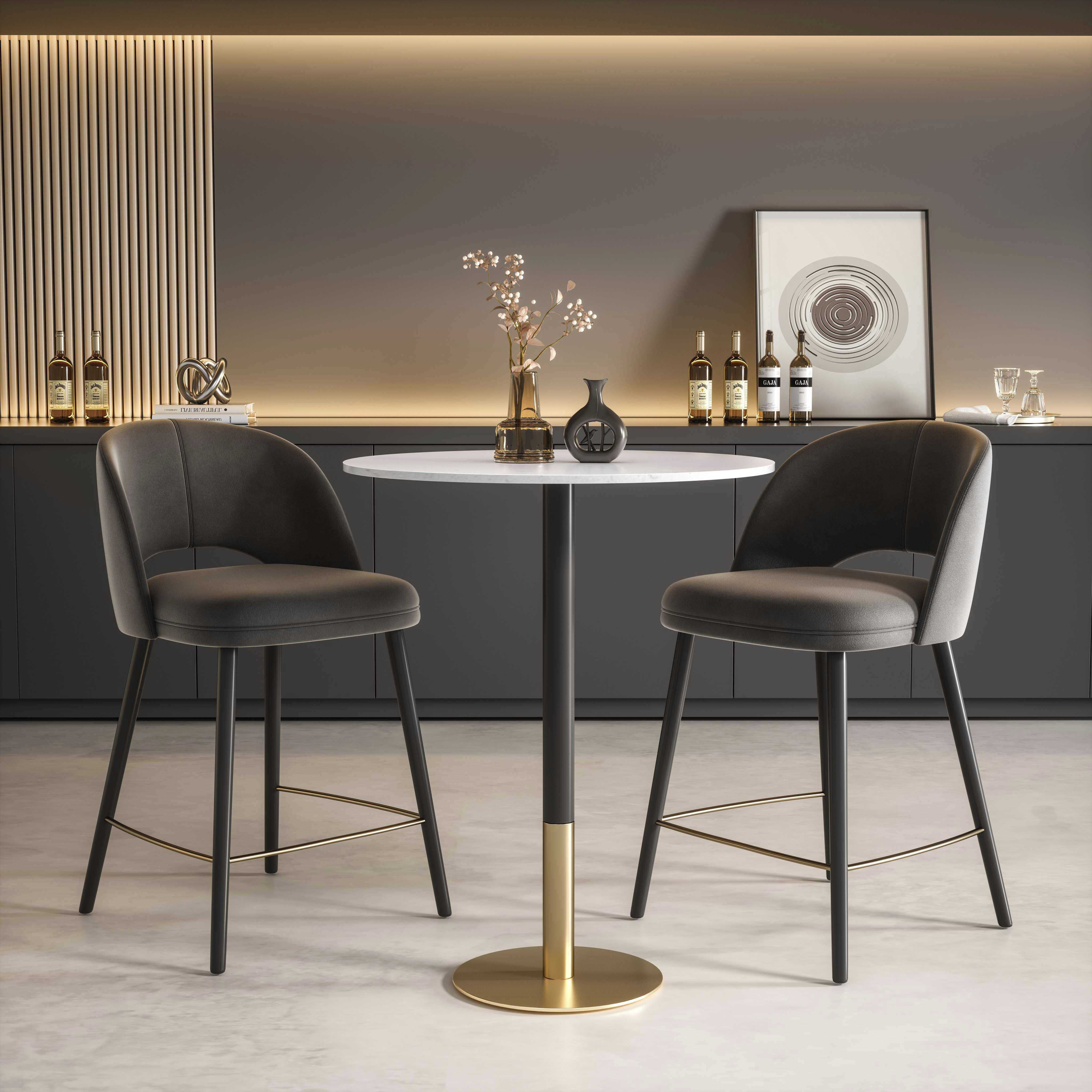 Ronan 39.5 X 31.5 inch White and Gold Pub Table