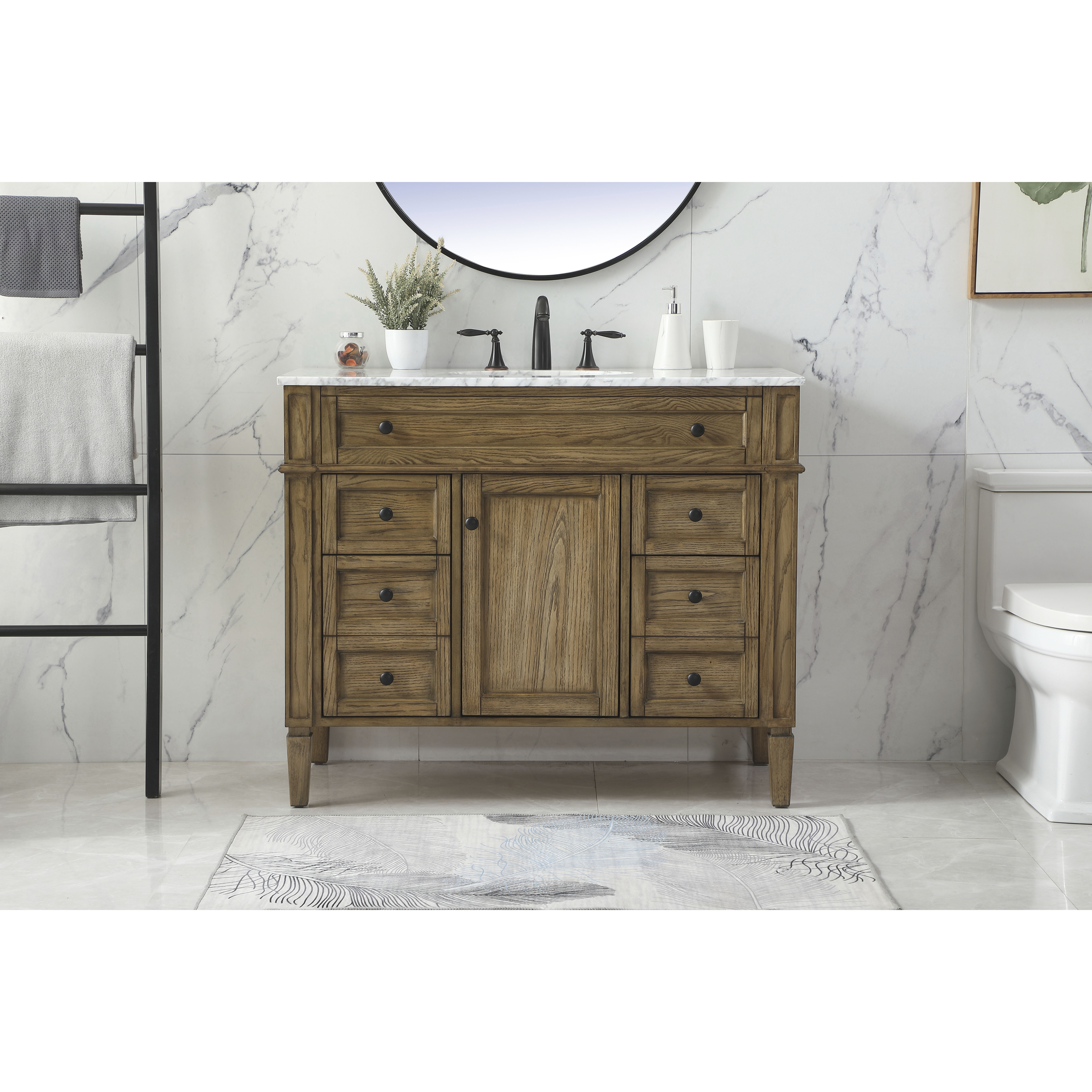 Park Avenue 42 X 21.5 X 35 inch Driftwood Vanity Sink Set in Dark Walnut