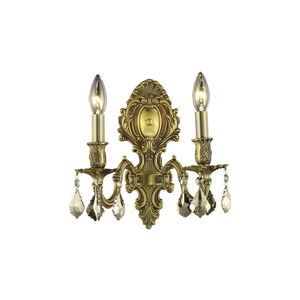 Monarch 2 Light 10 inch French Gold Wall Sconce Wall Light in Golden Teak, Royal Cut
