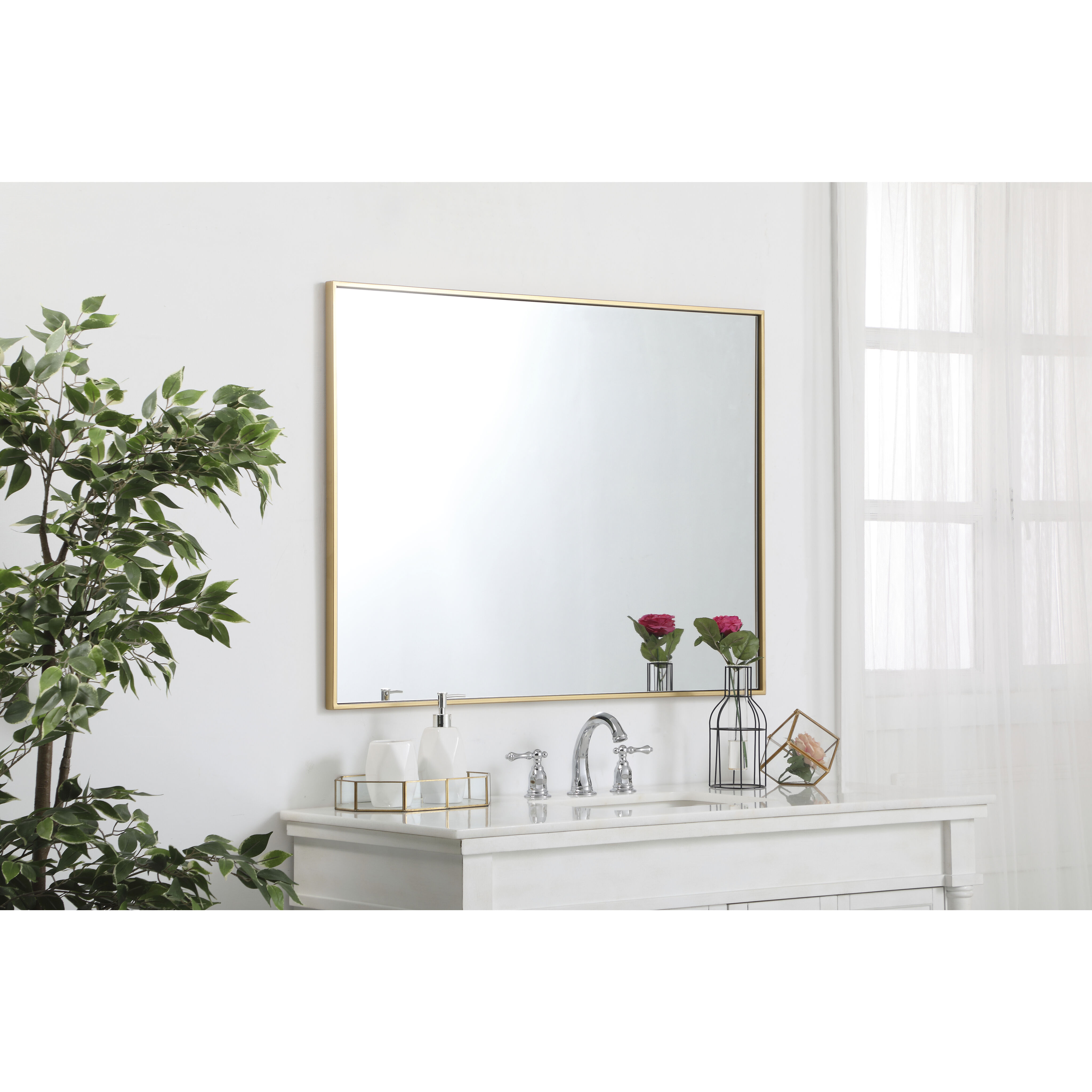 Monet 40 X 30 inch Brass Wall Mirror