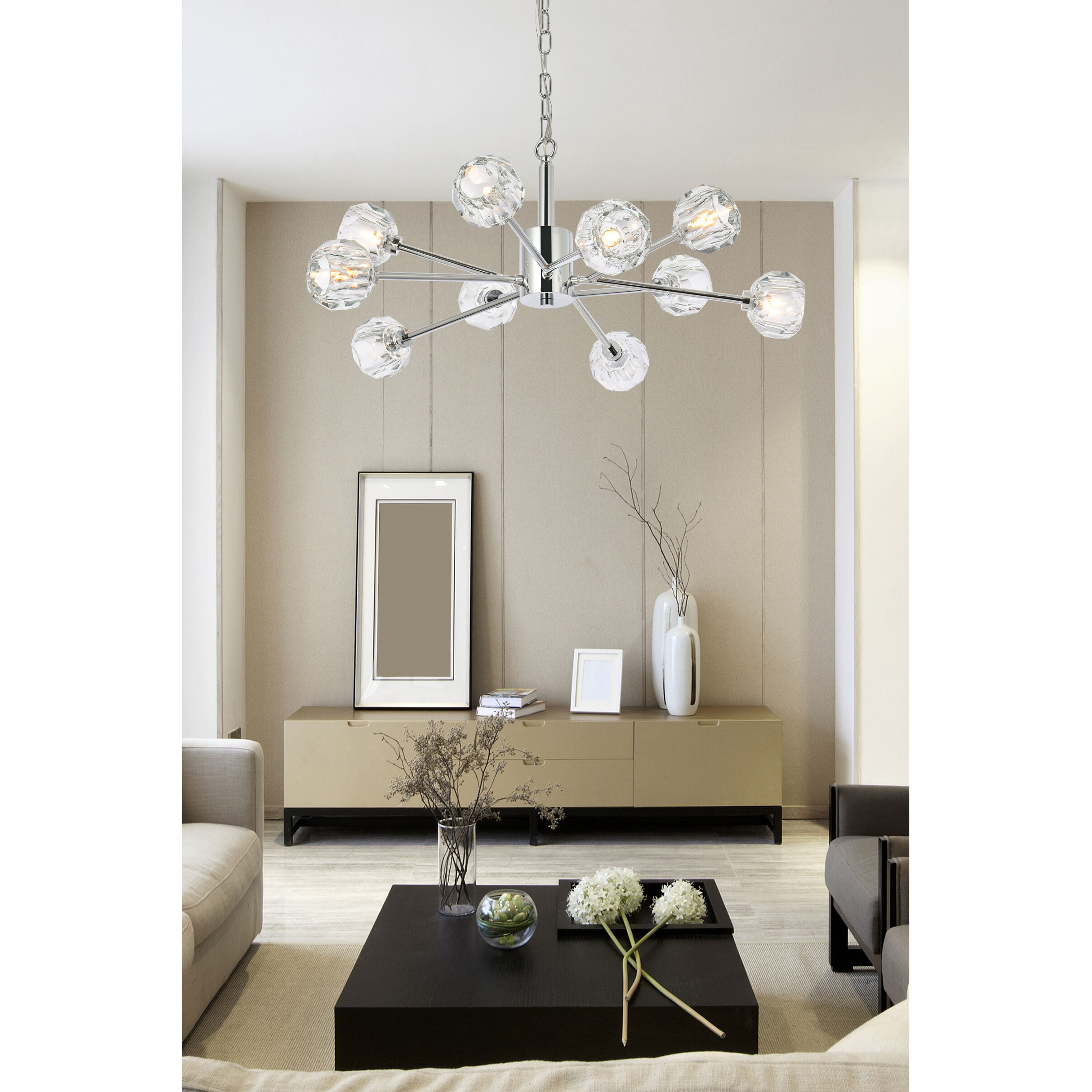 Graham 10 Light 30 inch Chrome Pendant Ceiling Light