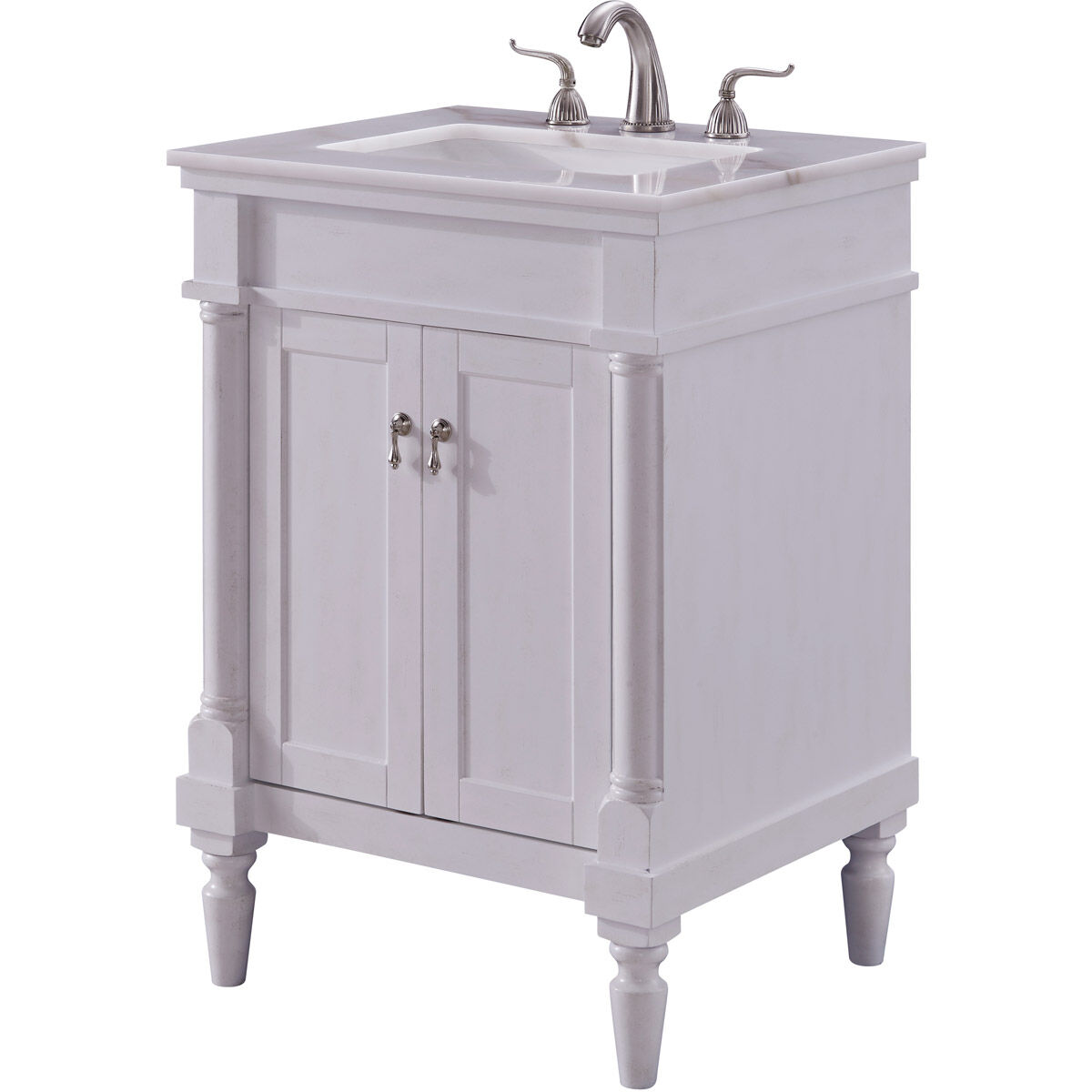 Lexington 24 X 21 X 35 inch Antique White with White Marble Vanity Set