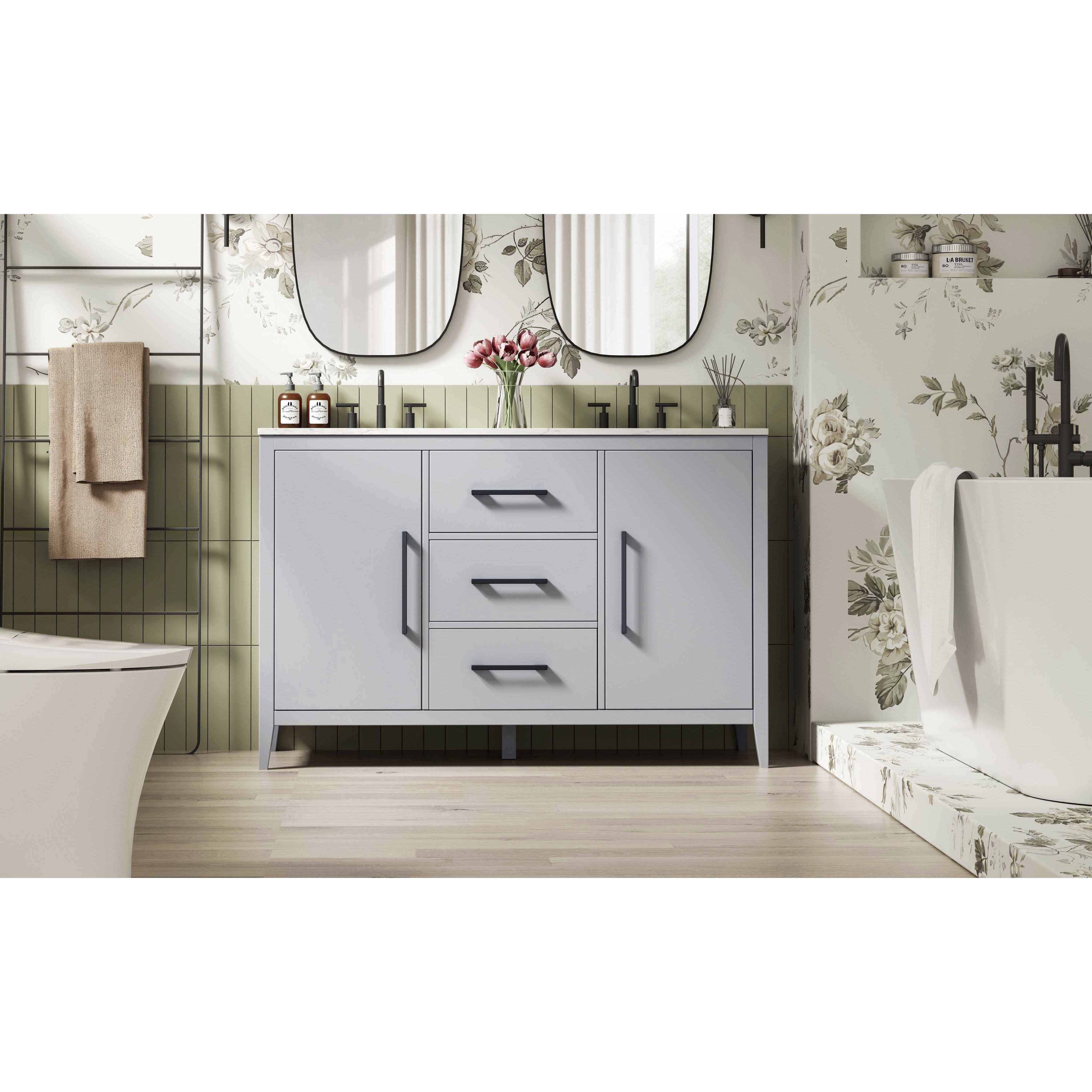 Millie 54 X 35 inch Grey Bathroom Vanity Cabinet