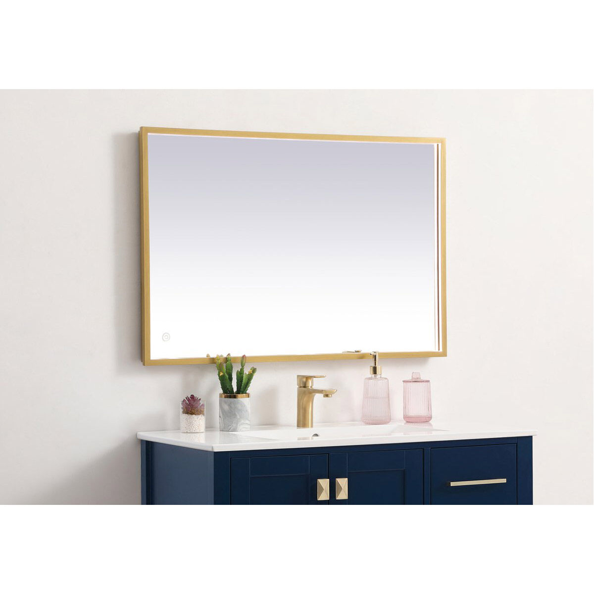 Pier 40 X 20 inch Brass LED Mirror
