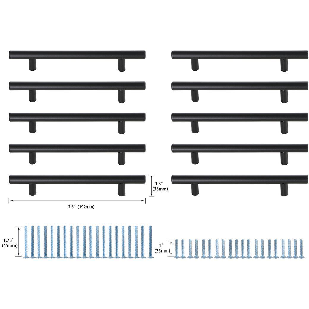 Quinn Matte Black Hardware Drawer Pull, Set of 10