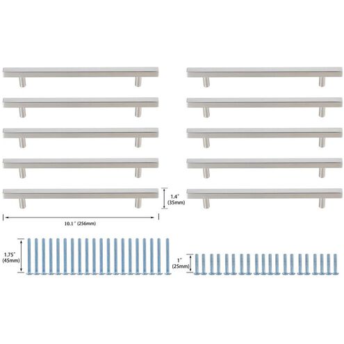 Dior Brushed Nickel Hardware Drawer Pull, Set of 10