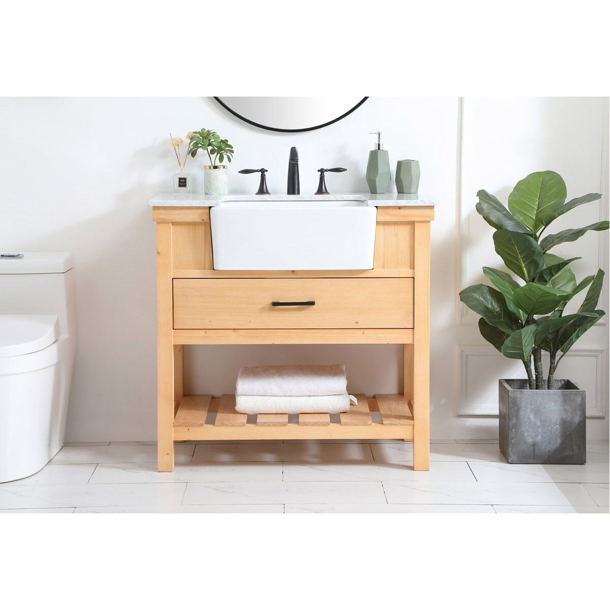 Clement 36 X 22 X 34.13 inch Natural Wood Bathroom Vanity Cabinet