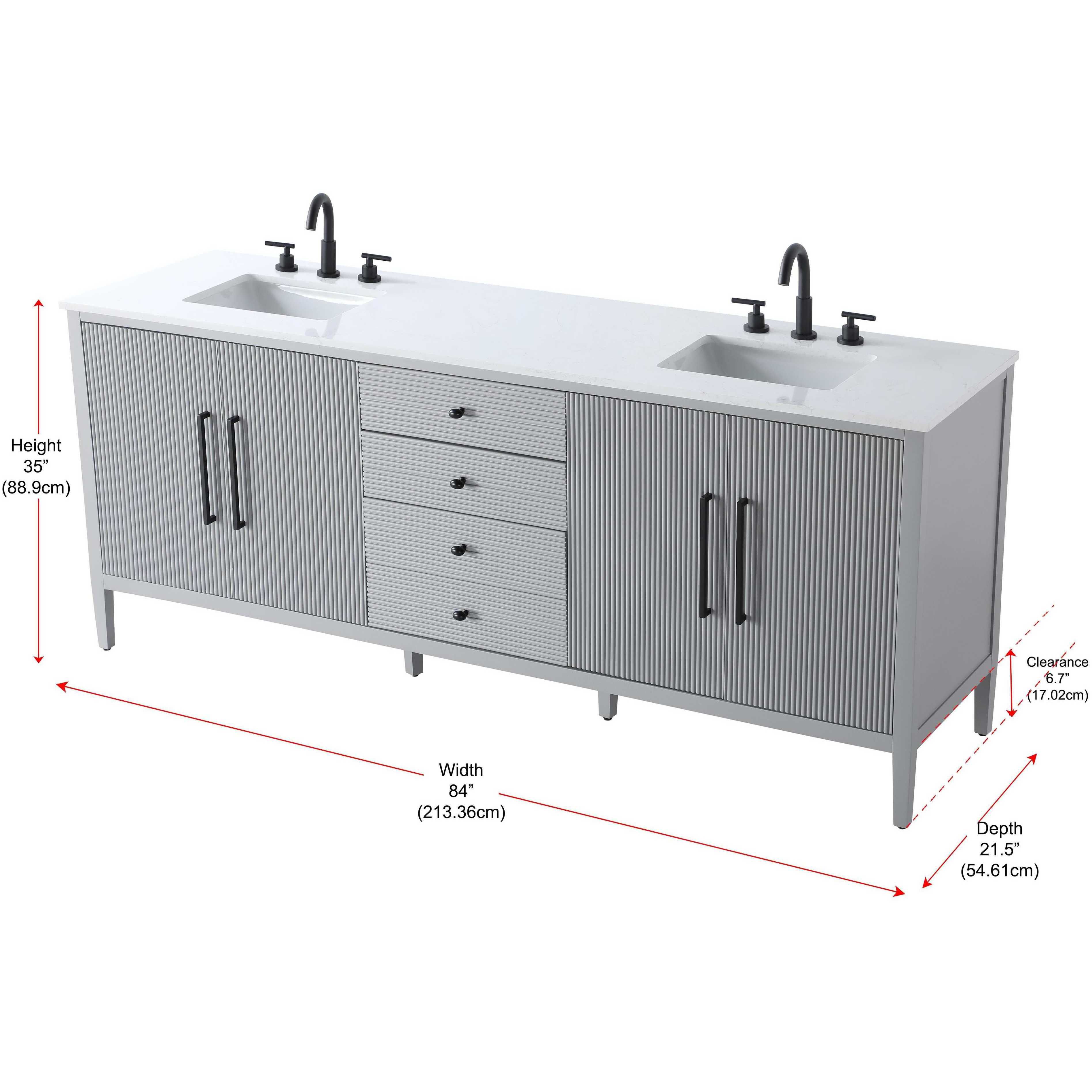 Blakely 84 X 34 inch Grey Bathroom Vanity Cabinet