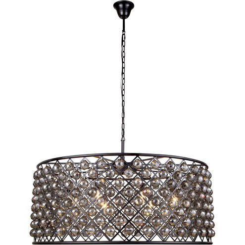 Madison 10 Light 44 inch Matte Black Pendant Ceiling Light in Silver Shade, Faceted Royal Cut, Urban Classic