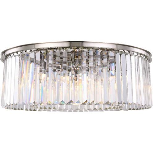 Sydney 10 Light 44 inch Polished nickel Flush Mount Ceiling Light in Clear, Urban Classic