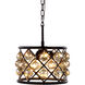 Madison 3 Light 12 inch Matte Black Pendant Ceiling Light in Golden Teak, Faceted Royal Cut, Urban Classic