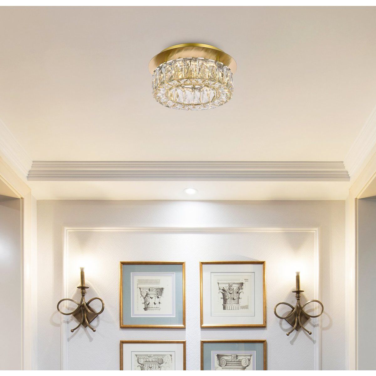 Monroe 1 Light 12 inch Gold Flush Mount Ceiling Light