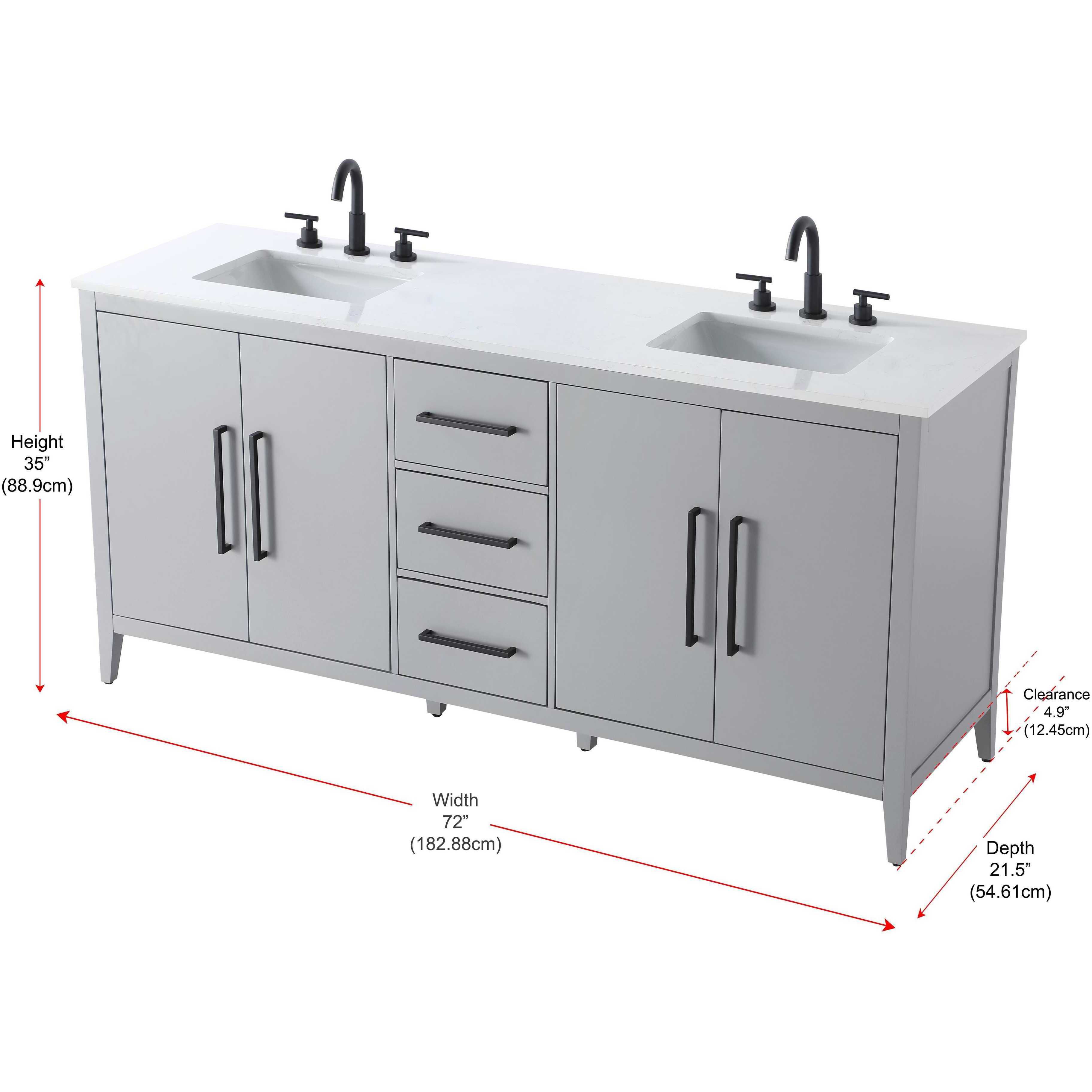 Millie 72 X 35 inch Grey Bathroom Vanity Cabinet